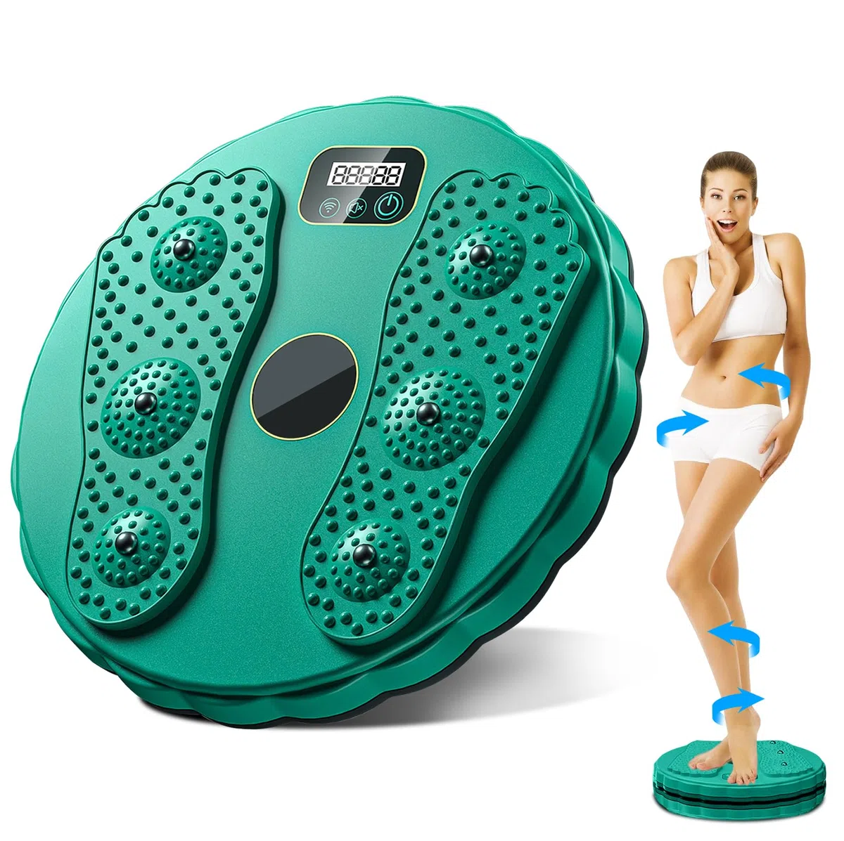 Cintura Twister Plate con Contador: WIYETY Twister de Cintura Antideslizante, Plato Giratorio de Cintura con Masaje en la Planta del pie, Entrenador de Cadera con Plato Giratorio de Cintura