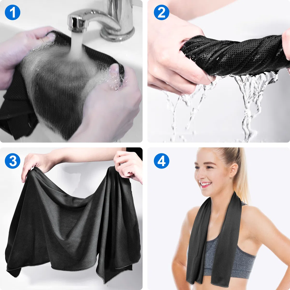 Sukkeen - Paquete de 2 toallas de enfriamiento (40 x 12 pulgadas), toalla de fitness de secado rápido para cuello, cara y deportes