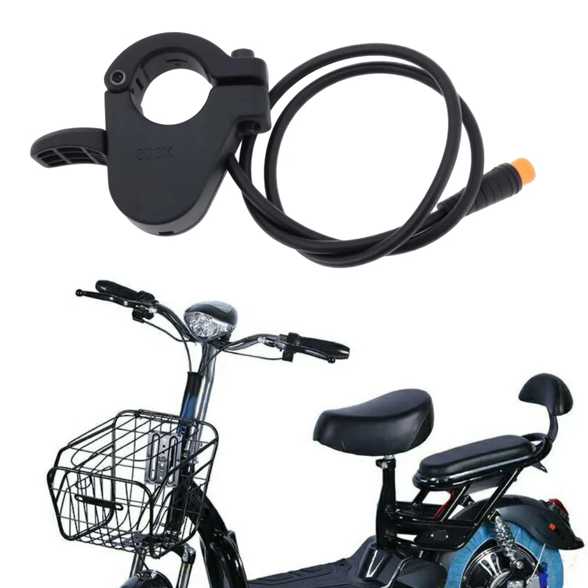 Acelerador de Pulgar para Bicicleta Eléctrica 300X con Enchufe Impermeable para Bicicletas Eléctricas de 24 V 36 V 48 V 60 V Y 72 V