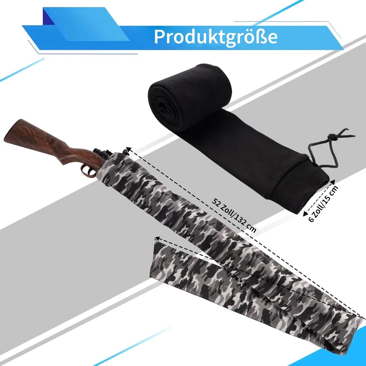 Calcetines de 4 Piezas Para Rifles y Escopetas | 132 cm x 15 cm - Diseño Elástico y Cierre de Cordón Para Cazar | A Prueba de Polvo