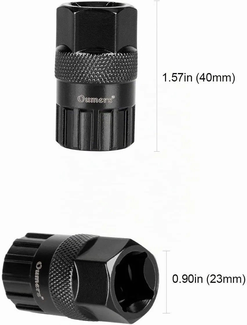 Oumers Herramienta de eliminación de cassette de bicicleta con látigo de cadena llave de la bici Herramientas de extracción de piñones Anillo de bloqueo de cassette de bicicleta