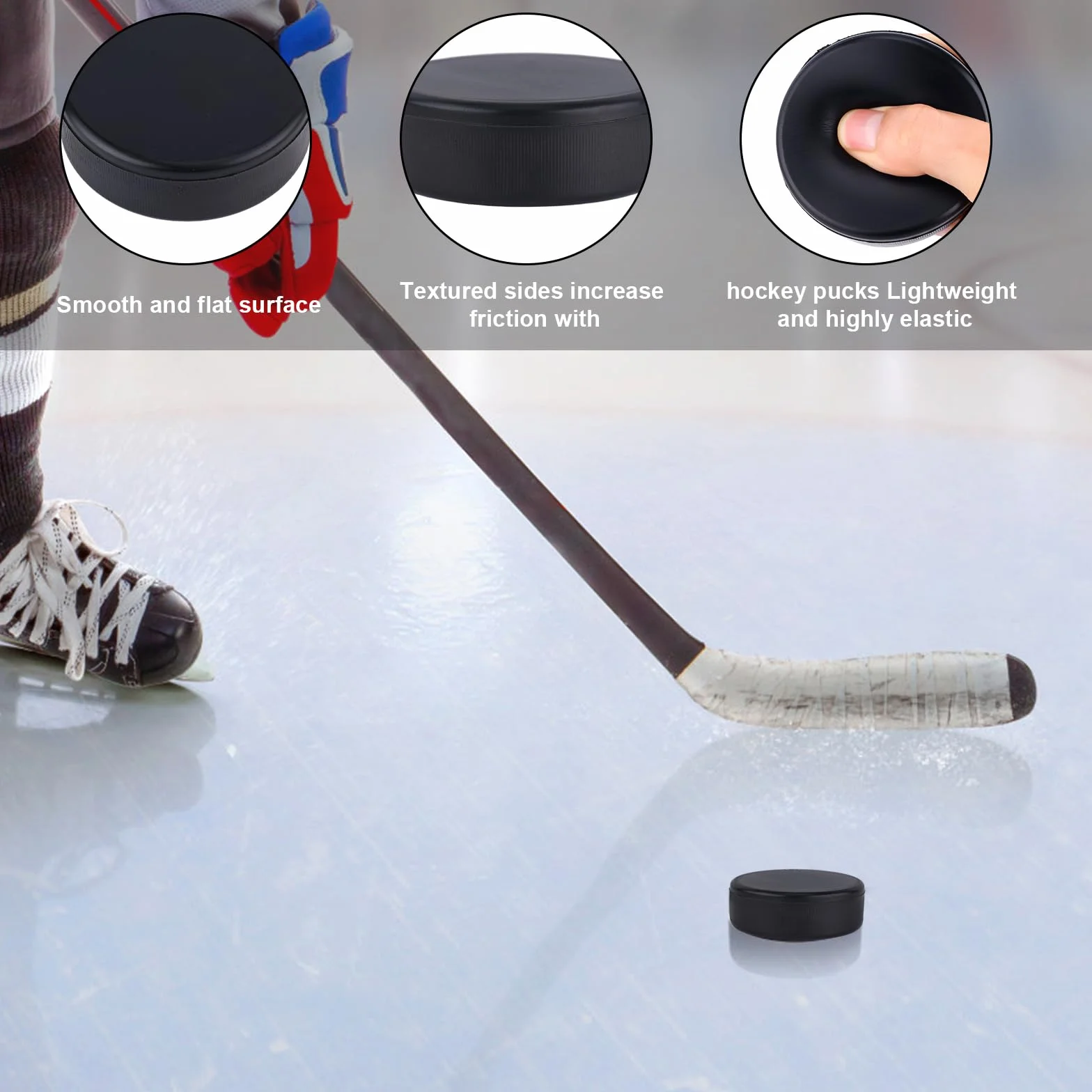 PEUTIER 8 Uds Discos de Hockey sobre Hielo, Diámetro 7,5cm / Grosor 2,5cm, Ligeros Discos de Hockey de Espuma para Práctica y Entrenamiento Clásico, Interior (Negro)