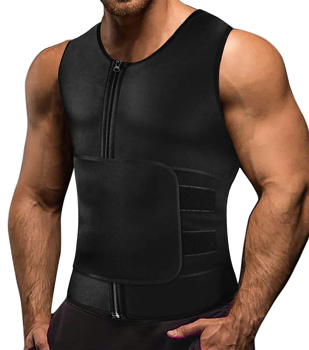 Memoryee Hombre Sauna Chaleco Deportivo Neopreno Entrenamiento Body Shaper Traje Entrenador Cintura Fitness Cremallera Camiseta Sin Mangas