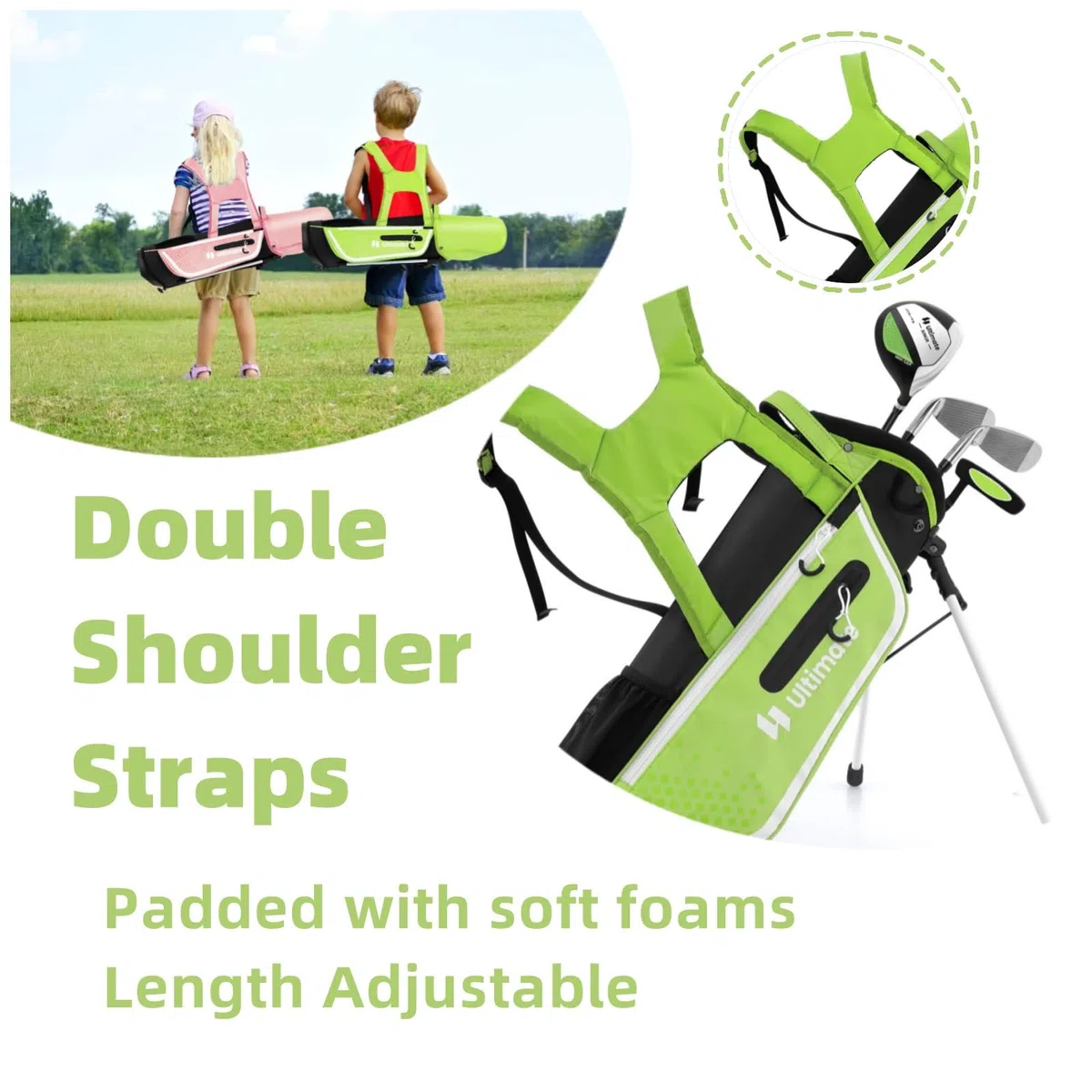 LIFEZEAL Set de Golf para Niños de 5 a 7 Años, Palos de Golf Completos con Bolsa de Transporte Impermeable, Práctica Madera 3, Hierro 7, S y Putter, para Niños diestros