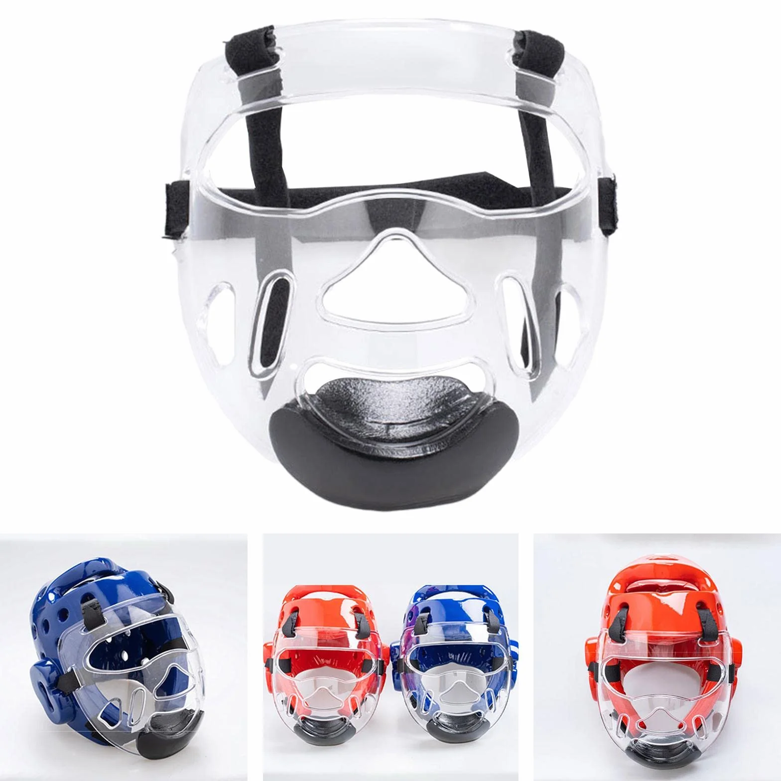 Harilla Máscara Transparente de Taekwondo Protectora Desmontable Engrosamiento Protector Facial Cubierta de Cabeza Cubierta de protección Facial Engranaje de