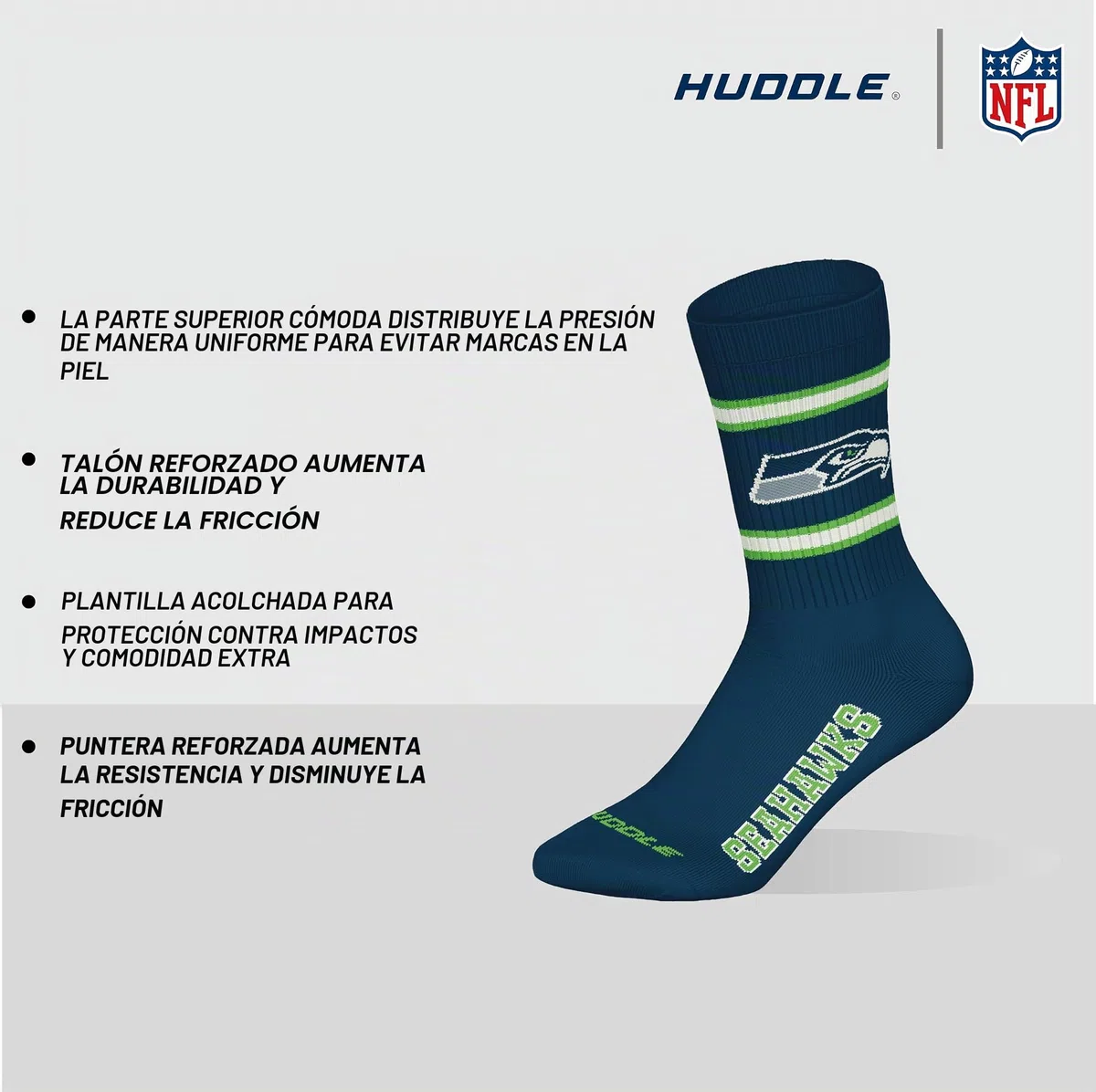 NFL SEATTLE SEAHAWKS 3-teilige Rundhalssocken - NNY/WHT/GRN - 43/46