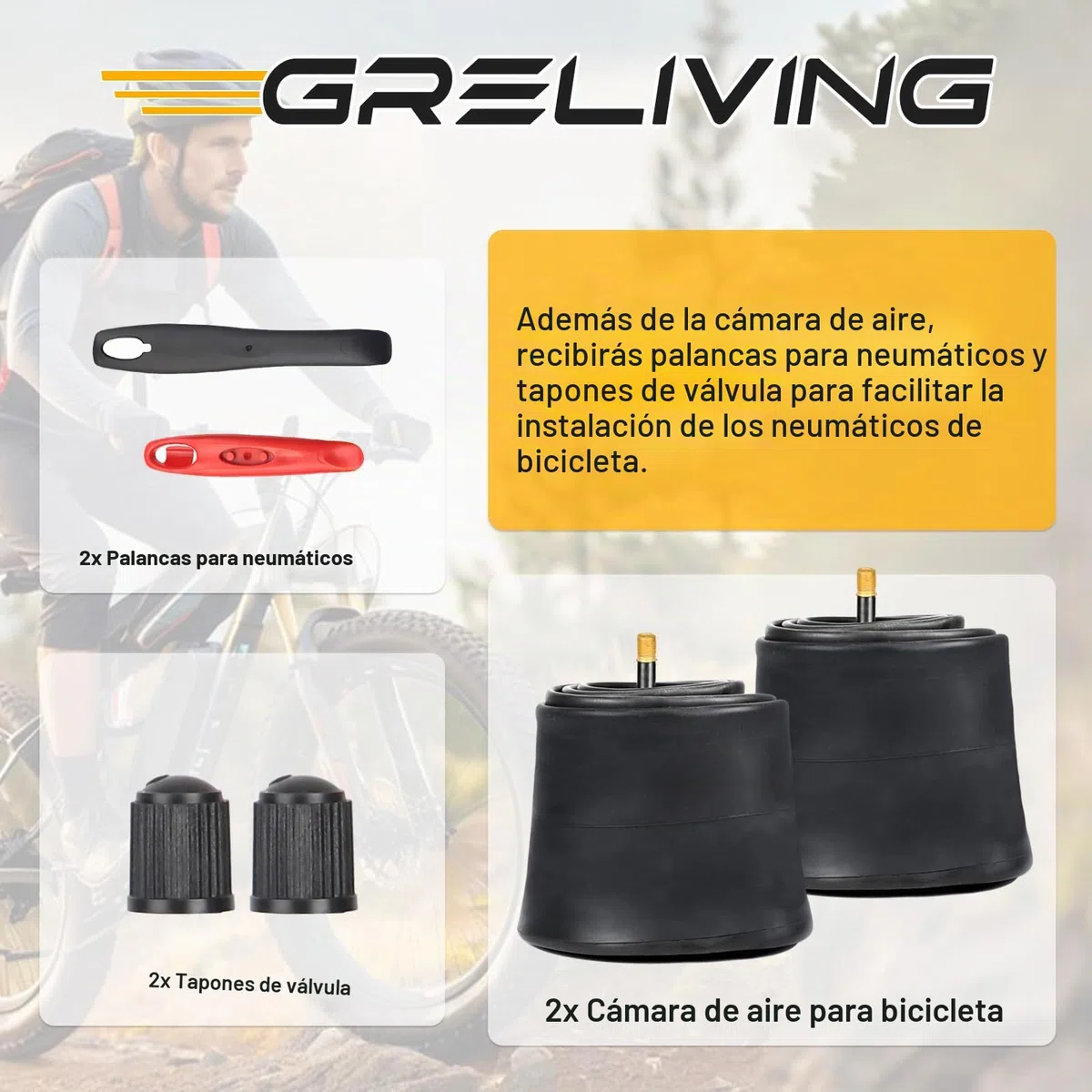2 cámaras de aire para bicicleta de 20 x 4,0/26 x 4,0 pulgadas, 20/26 pulgadas, AV35 mm, tubo interior para bicicleta de montaña