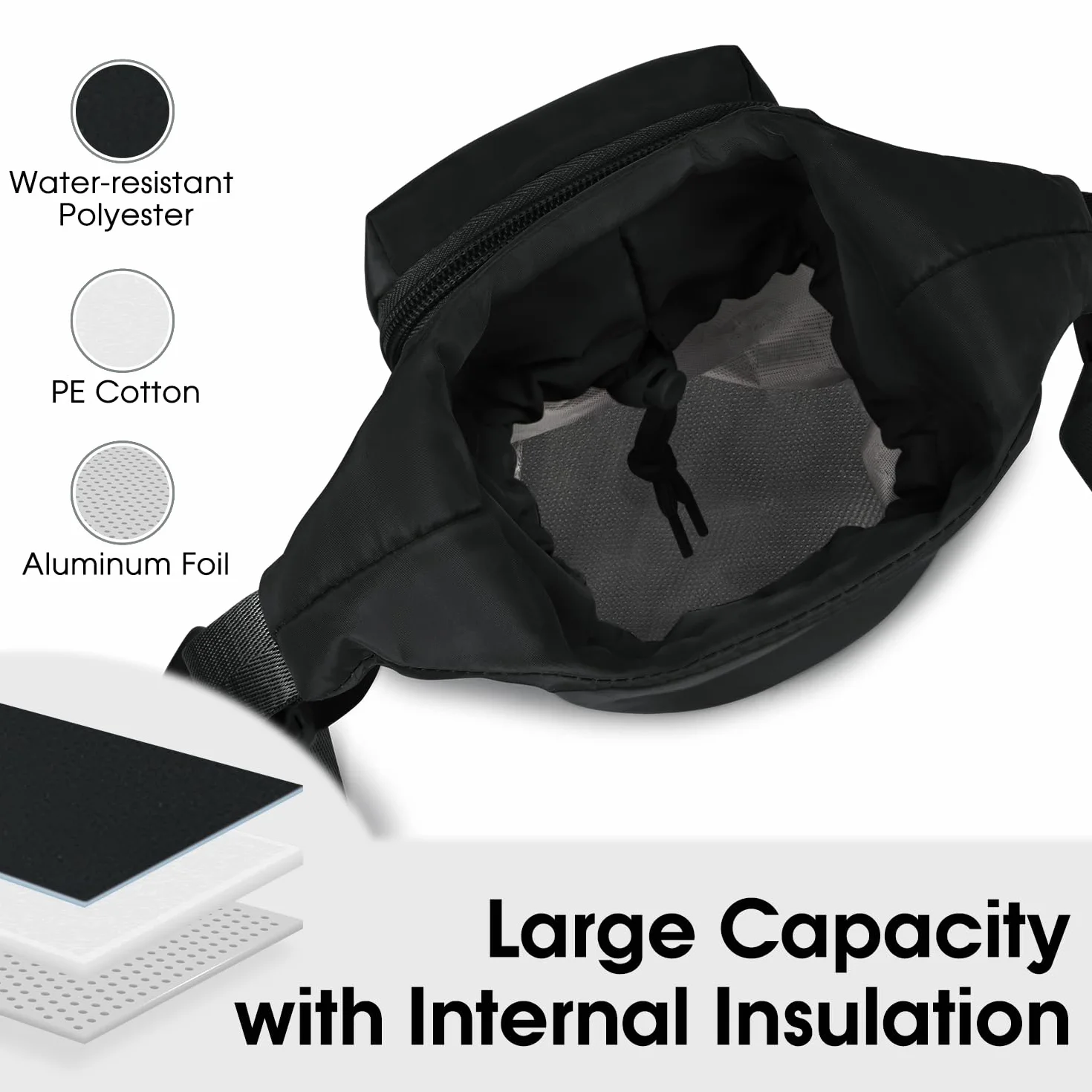 Ceneda Bolsa de transporte para botella de agua con bolsillo para teléfono, 32 onzas, 40 onzas, soporte aislado para botella de agua con correa ajustable para el hombro, Black, 10.5 x 4.75 inches
