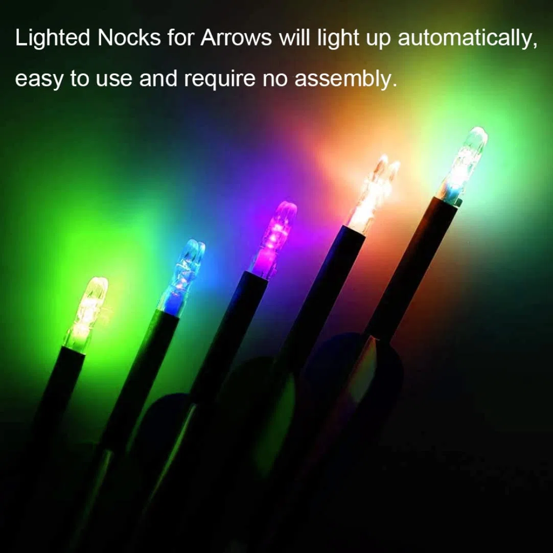 Nocks de Flecha LED, 12 Piezas de plástico Luminoso Arco de Tiro con Arco Iluminado, Color de Arco de Flecha iluminación Color Aleatorio
