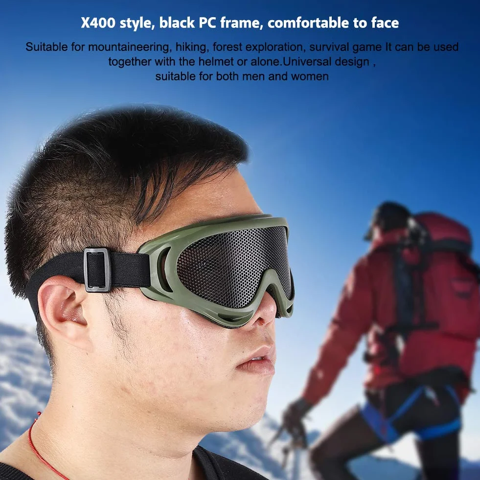 Gafas Malla Airsoft,Gafas Protección Ocular Táctico Disparo a Prueba de Viento Gafas de Paintball Resistencia a los Golpes reemplazo para Ciclismo Senderismo Moto Bicicleta(Color de Ejército)