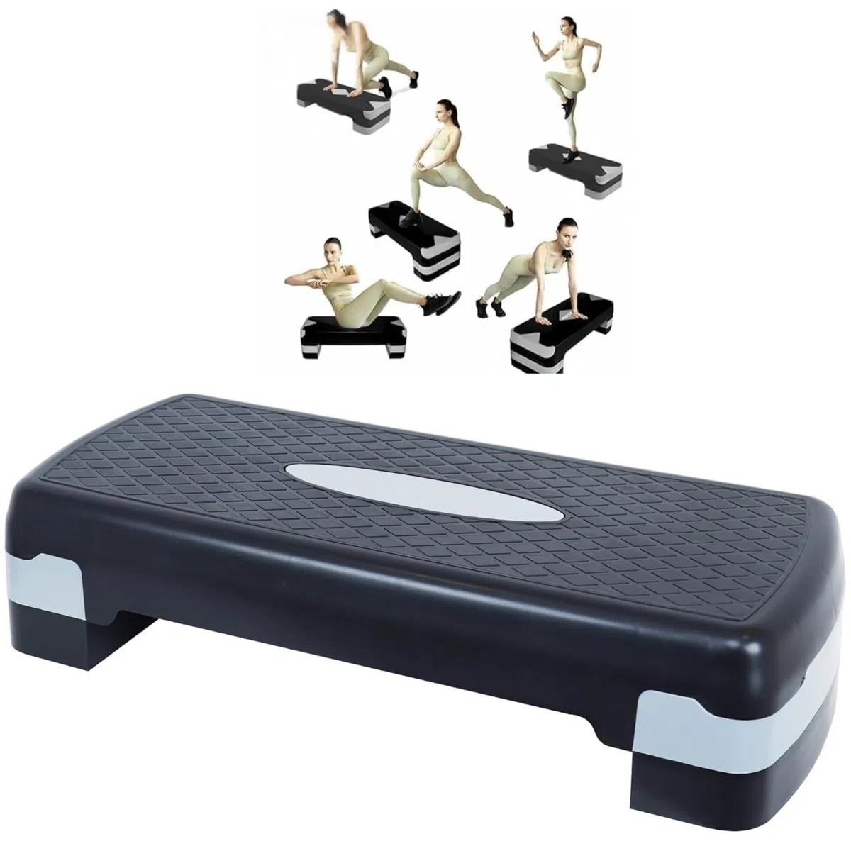 Plataforma Step Fitness Ajustable con 2 Niveles | Steps Aerobic Antideslizante para Ejercicio en Casa y Gimnasio | Banco Step Fitnes para Cardio, Perder Grasa y Entrenamiento en Casa