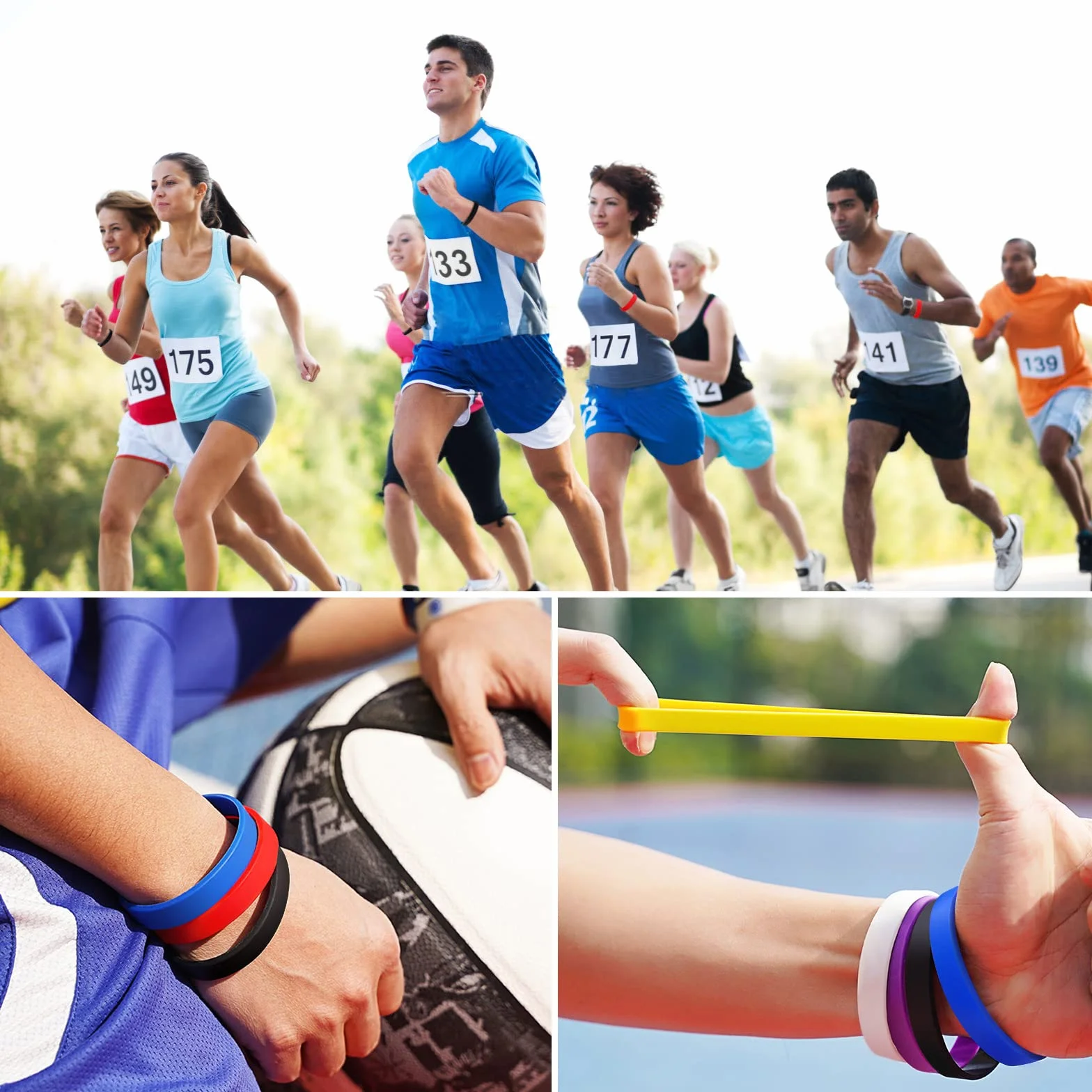50 pcs pulseras elásticas de silicona, pulseras de goma personalizables para fiestas deportivas escolares