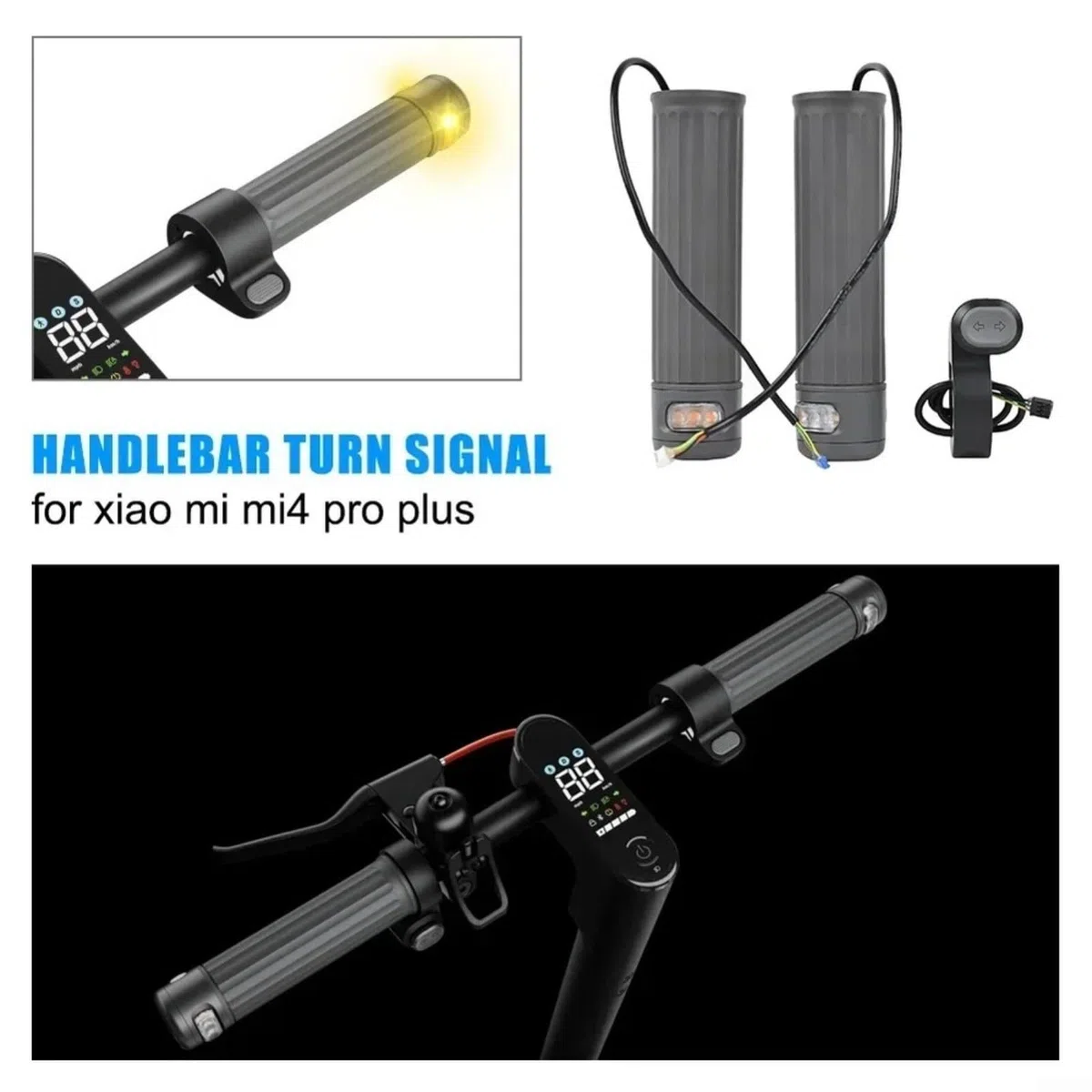 Para Xiaomi para MI4 Pro Plus Max Scooter eléctrico Manillar Lámpara de señal con unidad de control para indicación de giro clara y diseño ligero