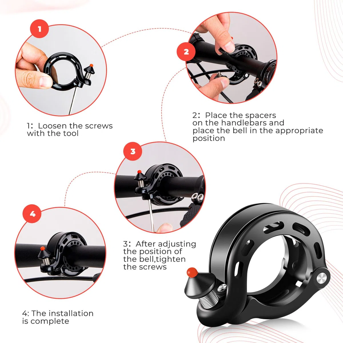 ROCKBROS Timbre Bicicleta, Mini Timbre de Aluminio para MTB Bicicleta Carretera Niño Infantil Patinete, Compatible Manillar de 31.8/25.4/22.2mm, Accesorio Ciclismo