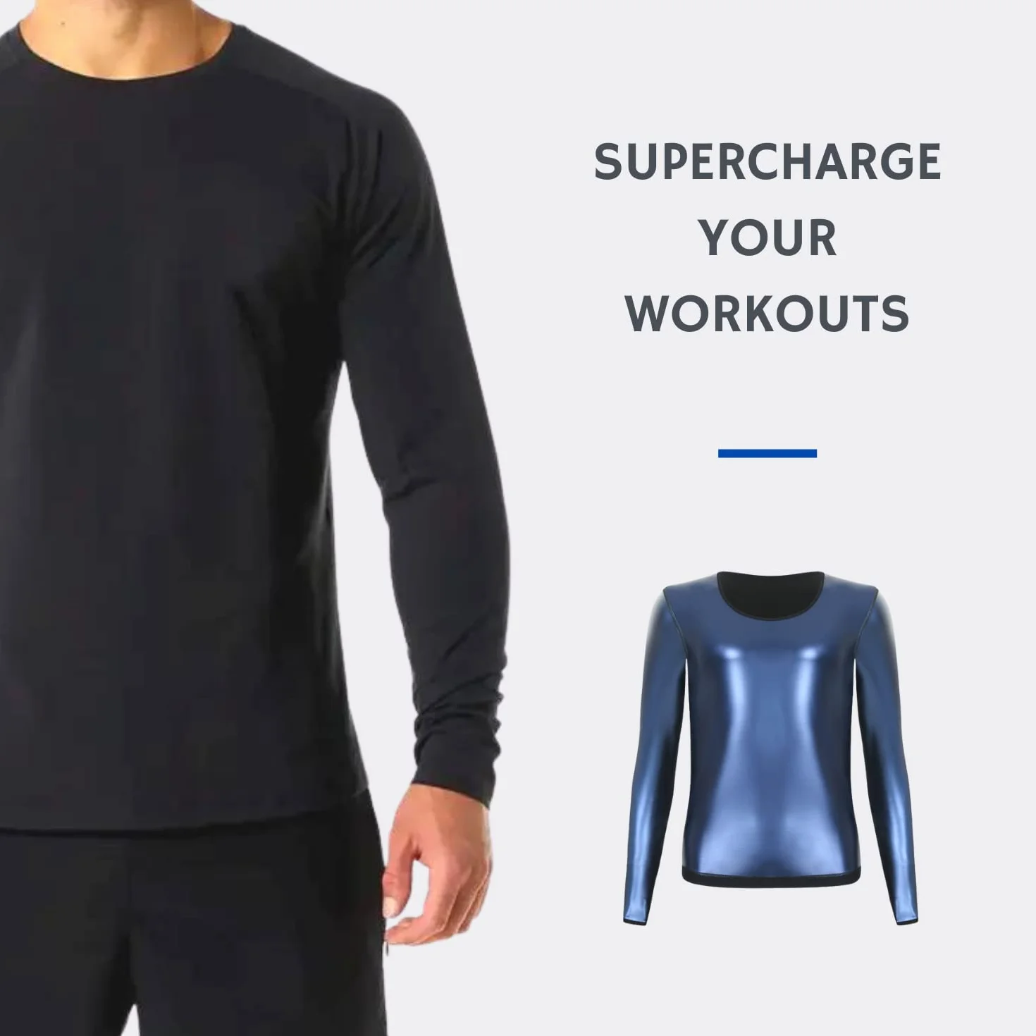 Top de manga larga Camiseta Chaleco Sauna T-Shirt Suit Trajes Adelgazantes Compresion Adelgazante Sudoración Deporte Shapewear Gym Running Fitness Hombres