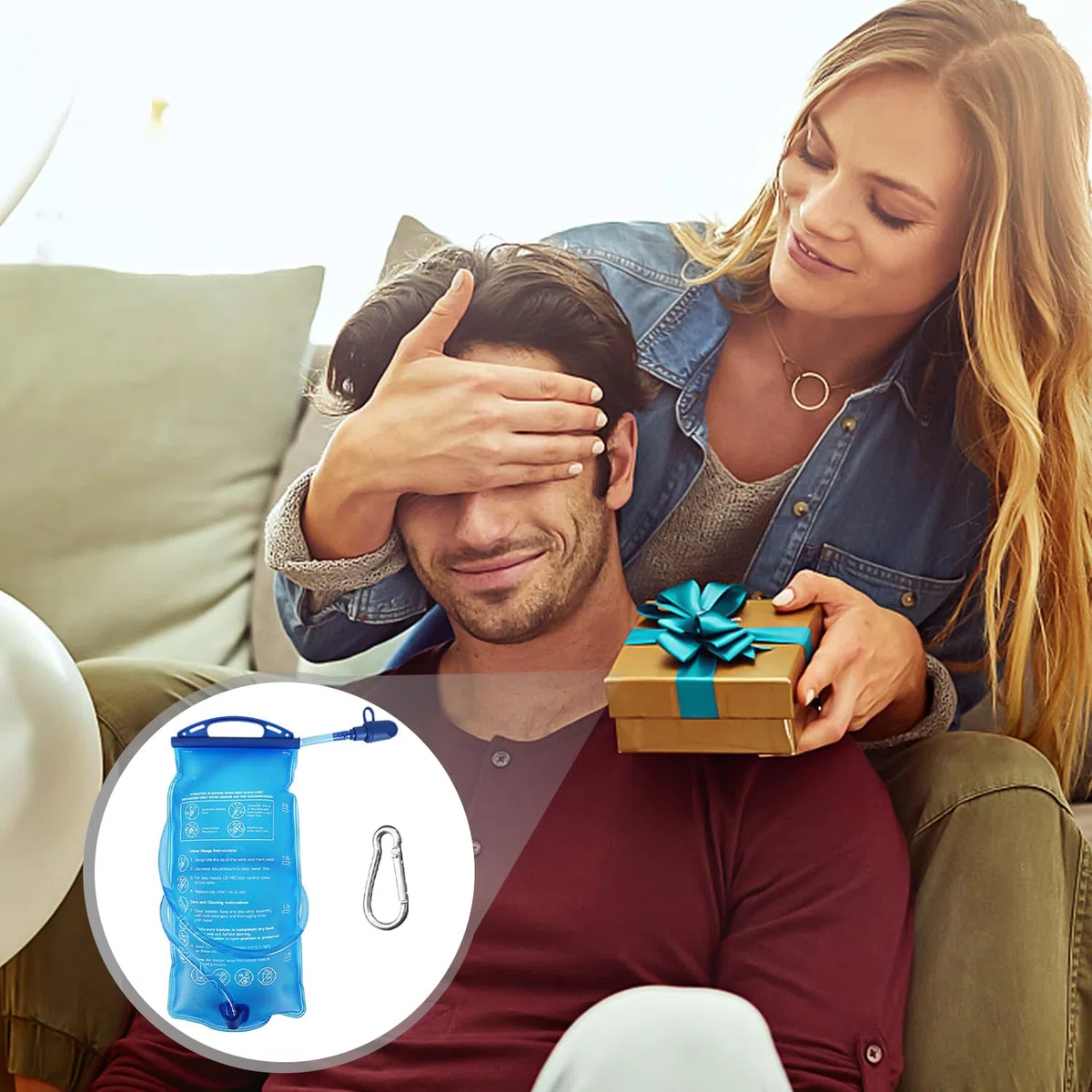 1 bolsa de agua de 1,5 L con 1 hebilla de resorte de montañismo blanca, bolsa de agua para senderismo, bolsa de agua militar a prueba de fugas, bolsa de agua deportiva