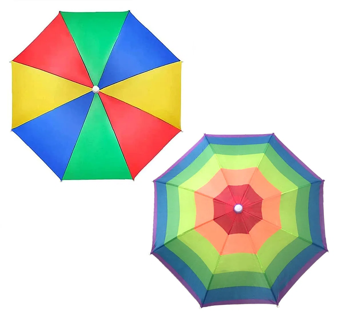 2 piezas Ajustable Sombrero de Paraguas，Arcoiris Sombreros Paraguas，para decoración, vestimenta, golf, ciclismo, pesca, jardinería.