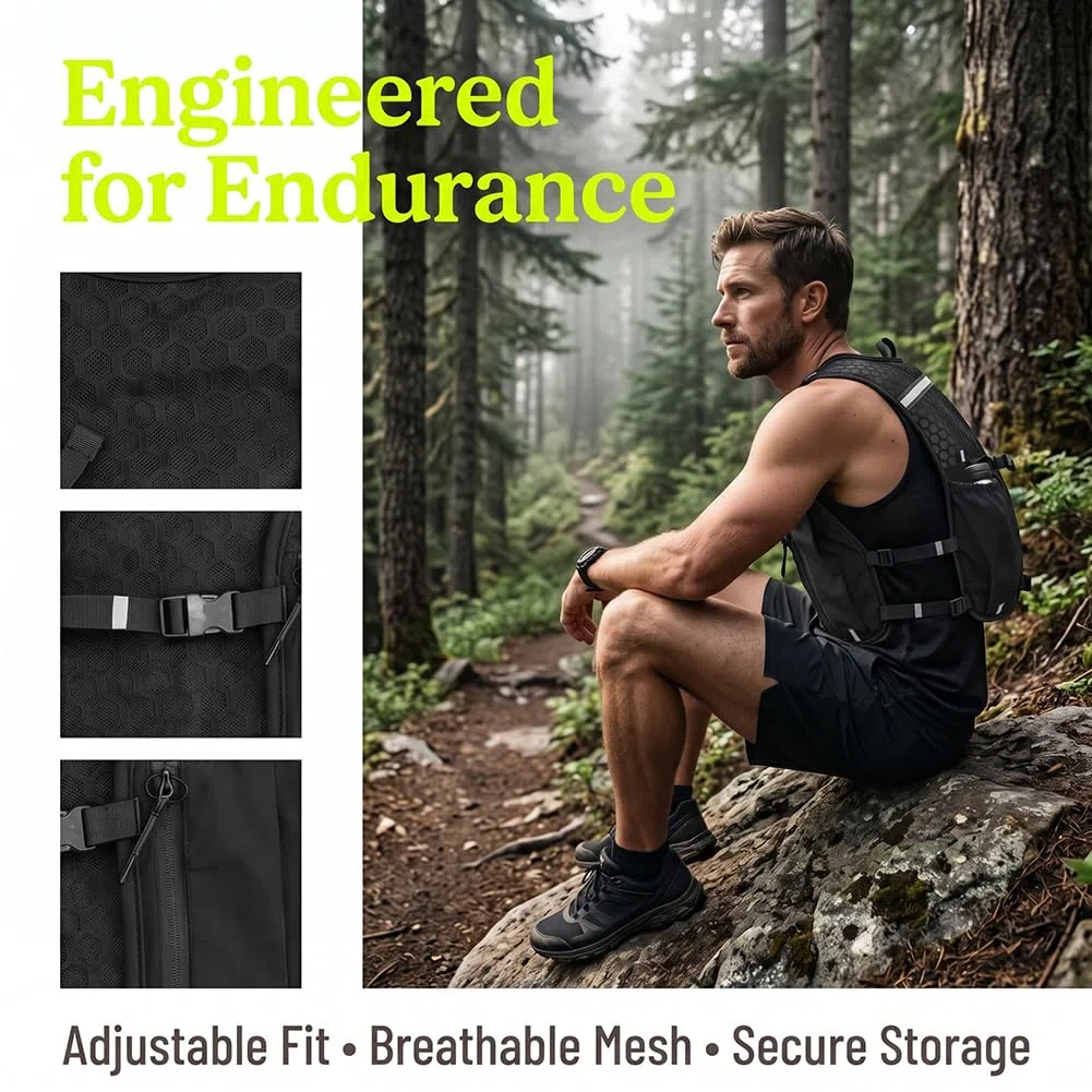 Chaleco Hidratacion Trail Running para Hombre y Mujer, Chaleco Running, Mochila Hidratacion, Multifunción Ultraligero, para Senderismo, Maratón, Correr, Ciclismo