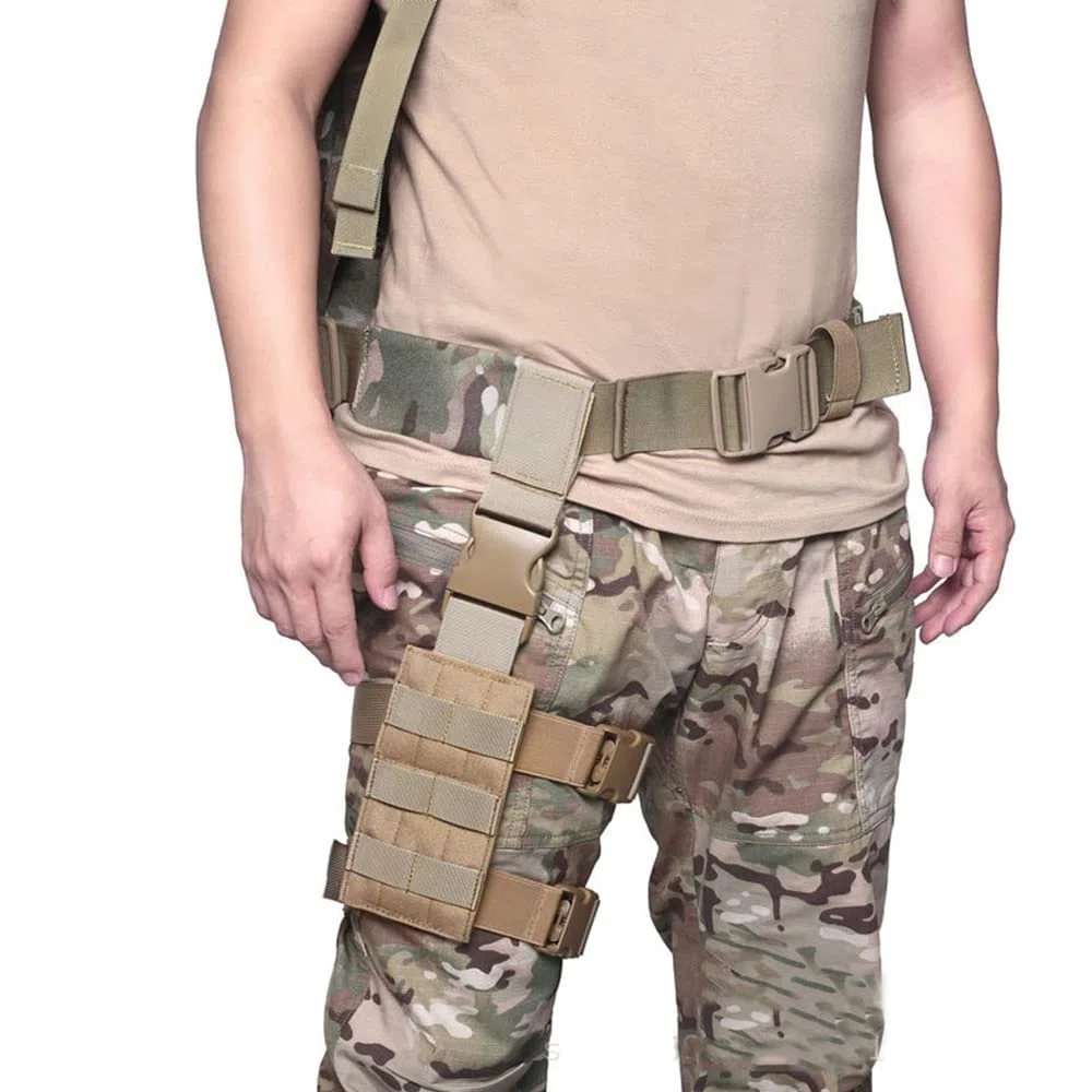 Tactical Molle Drop Leg Gun Platform Platform Universal Magazine Pouch Musigh Rig Banner Adaptador de Lanzamiento rápido Gear de Caza