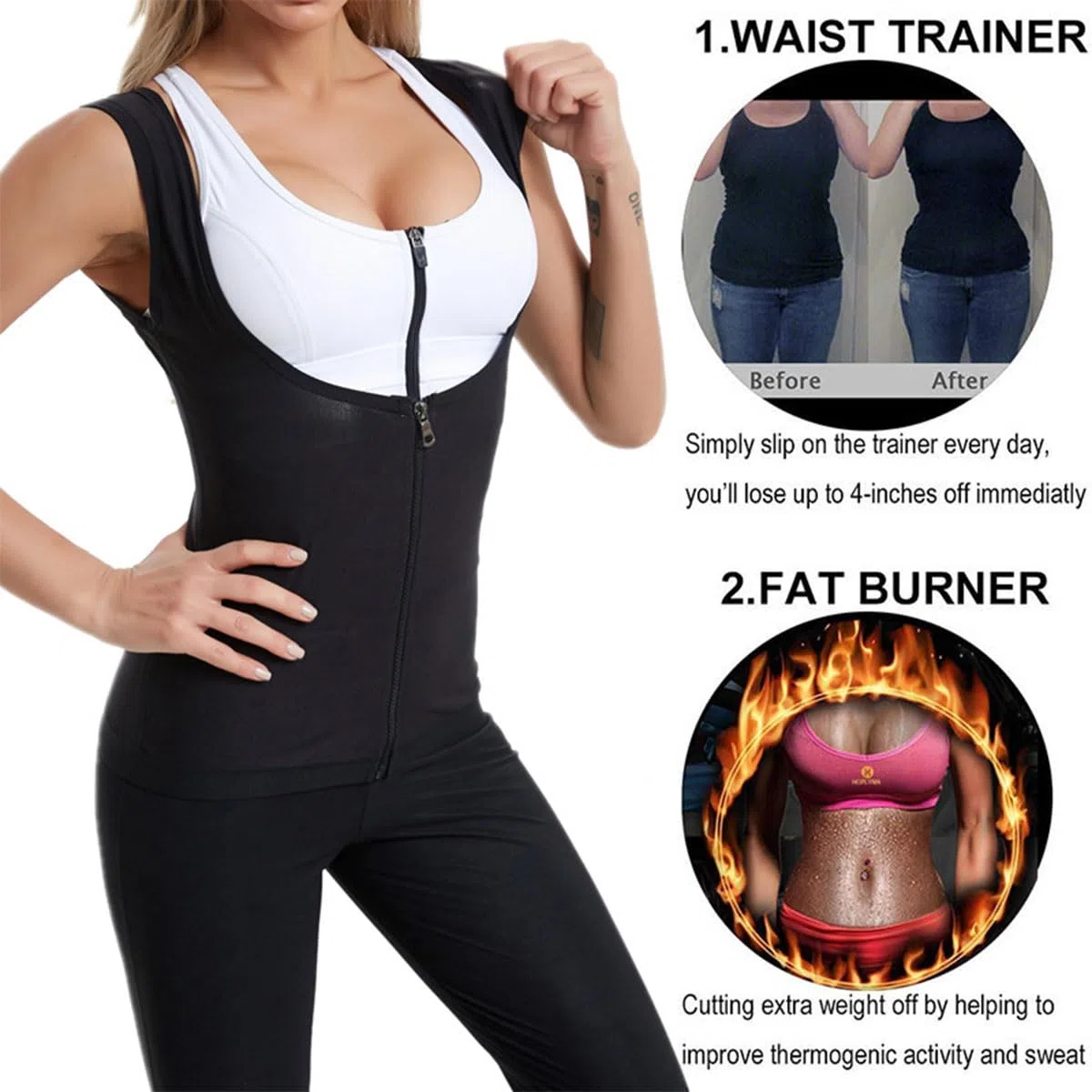 Chaleco Neopreno Sauna para Hombres y Mujeres Trajes Sauna Compresion Adelgazantes Adelgazante Sudoración Deporte Shapewear Camiseta Sauna para Deporte Fitness, Sauna, Sudar Rapido