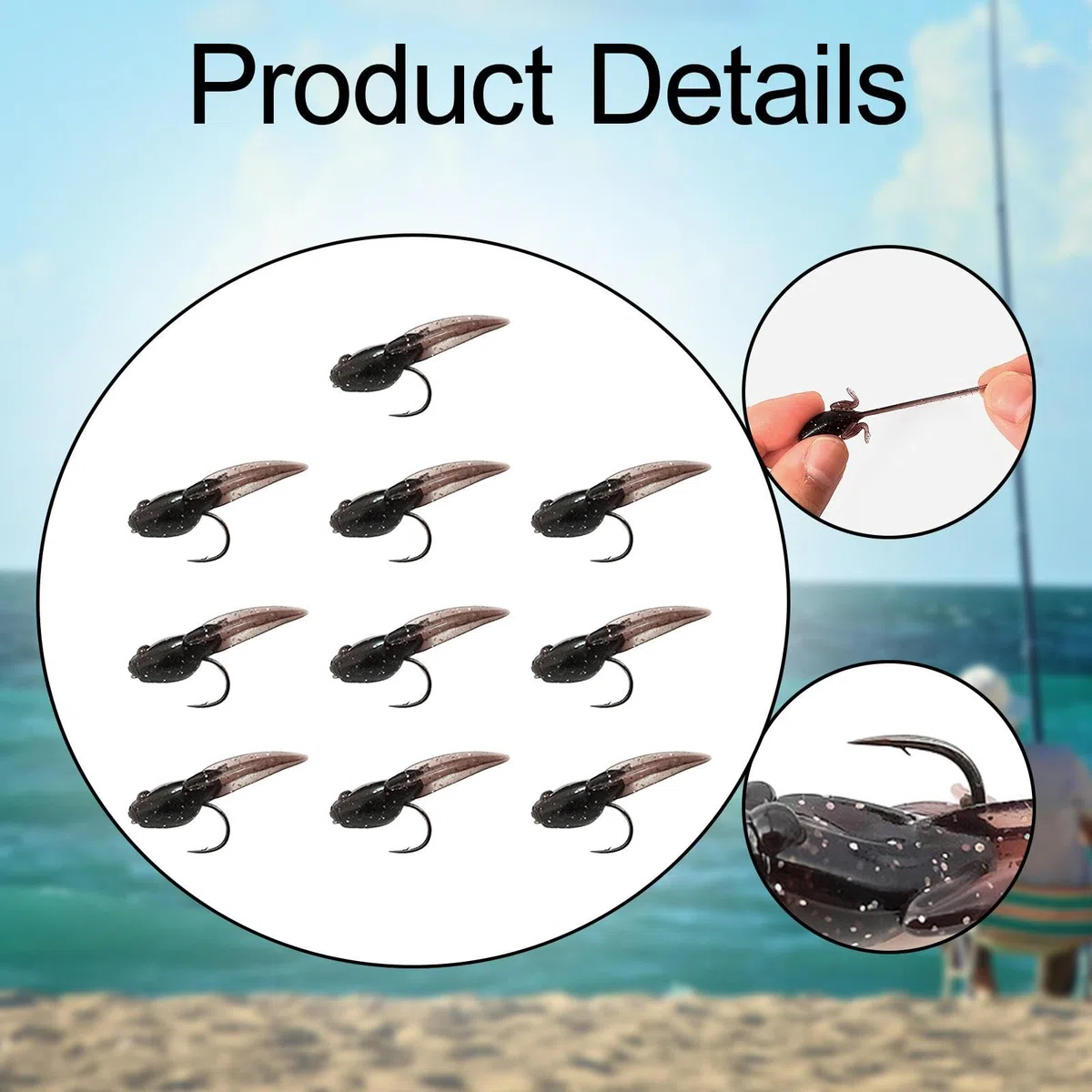 10 Señuelos de Pesca Artificiales con Forma de Renacuajo, Portátiles Y Fáciles de Usar, para Trucha, Aparejos de Pesca Al Aire Libre.