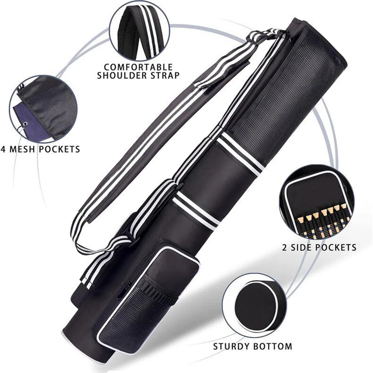 de Transporte de Golf : Soporte para Palos de Viaje, Organizador de Bolsillo para Toallas de Camiseta con diseño Impermeable, Almacenamiento de 3 a 9 Palos | Configuración de Transporte d