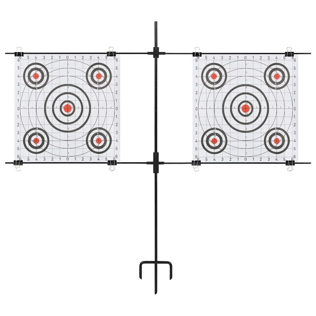 vidaXL Set Tiro al Blanco 10 Dianas Papel Pistola Balines Bolas Perdigones + Soporte Acero Kit Entrenamiento Disparo Armas Deportivas Blancos Disparar