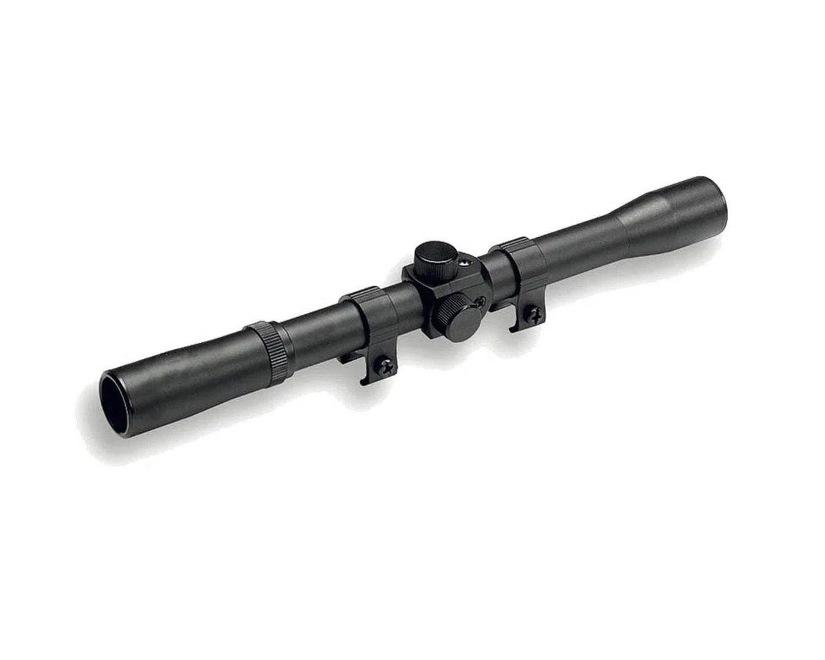 Visor Outletdelocio. Mira telescópica 4x20. Para carabinas de aire comprimido. Monturas para carril de 11mm incluidas. Especial para tiro deportivo