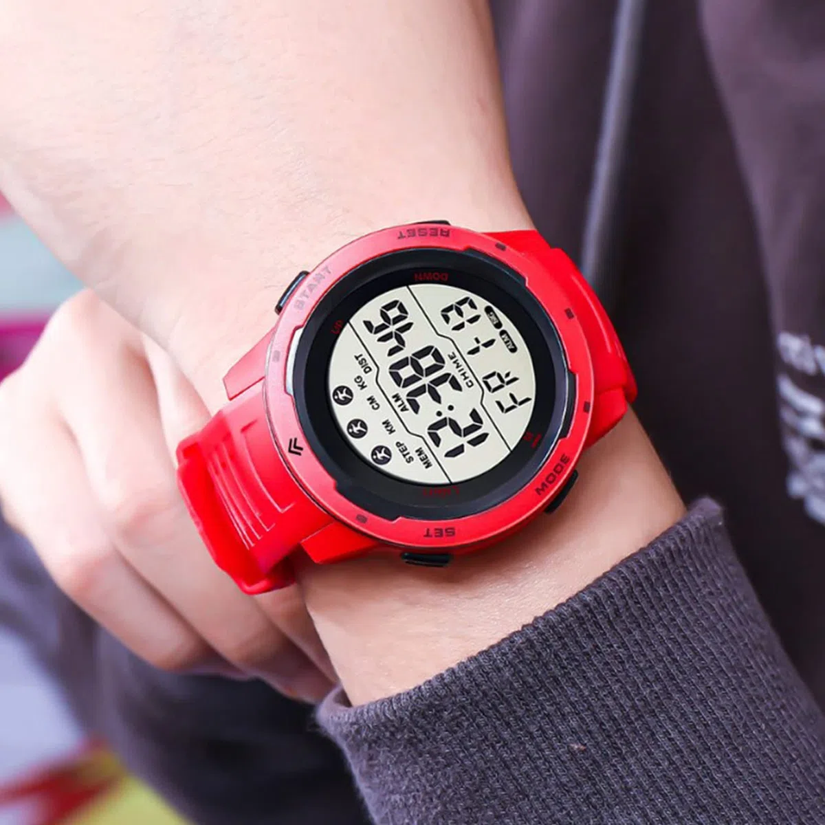Tbest Reloj Deportivo Digital Multifuncional, Resistente Al Agua, Temporizador Luminoso, Reloj Deportivo para Hombre para Correr Al Aire Libre