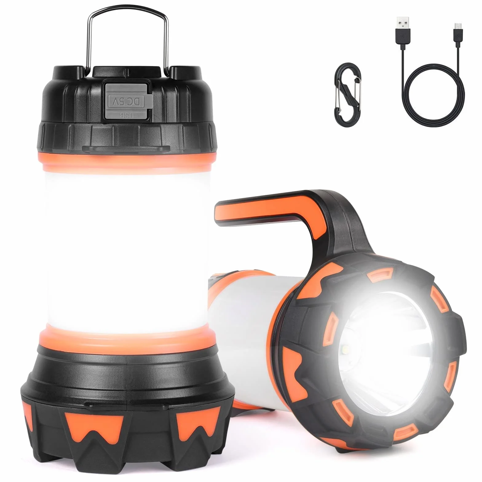 Flintronic Linterna de Cámping, Antorcha LED para iluminación Exterior, 6 Modos, 1000LM Resistente al Agua, Recargables 3600mAh Banco de energía, Perfecta para Senderismo, Pesca, Emergencia