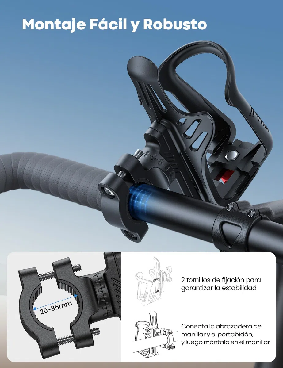 Lamicall Portabidón Bicicleta - [para Botellas de Diámetro de 48mm-71mm] [para Manillar y Marco] Soporte Botella Bicicleta con Herramienta de Tornillo, Portabidones Duraderos para Bicicleta MTB