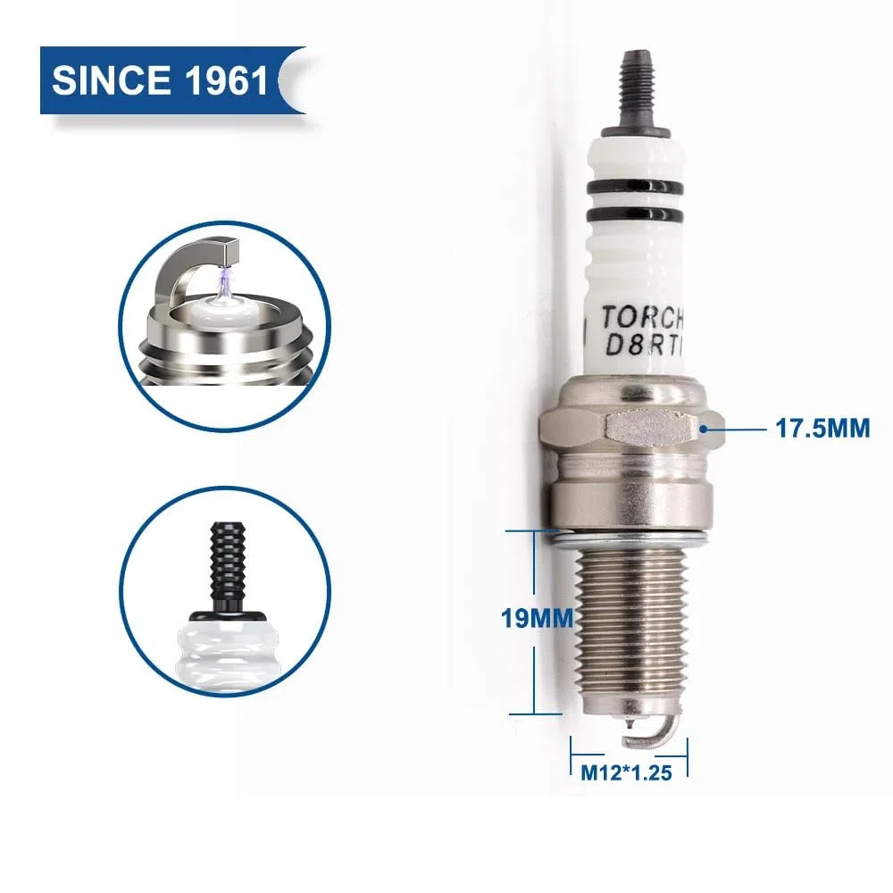 TORCH 2pcs D8RTI Iridio Bujía Reemplaza por N GK DR8EA D8EA DR8EIX DR8EGP DPR8EA-9 Bujía, por CHAM PION R6G Bujía, por DENSO X24ESZU9 IX24 X24ESR-U Bujía, OEM