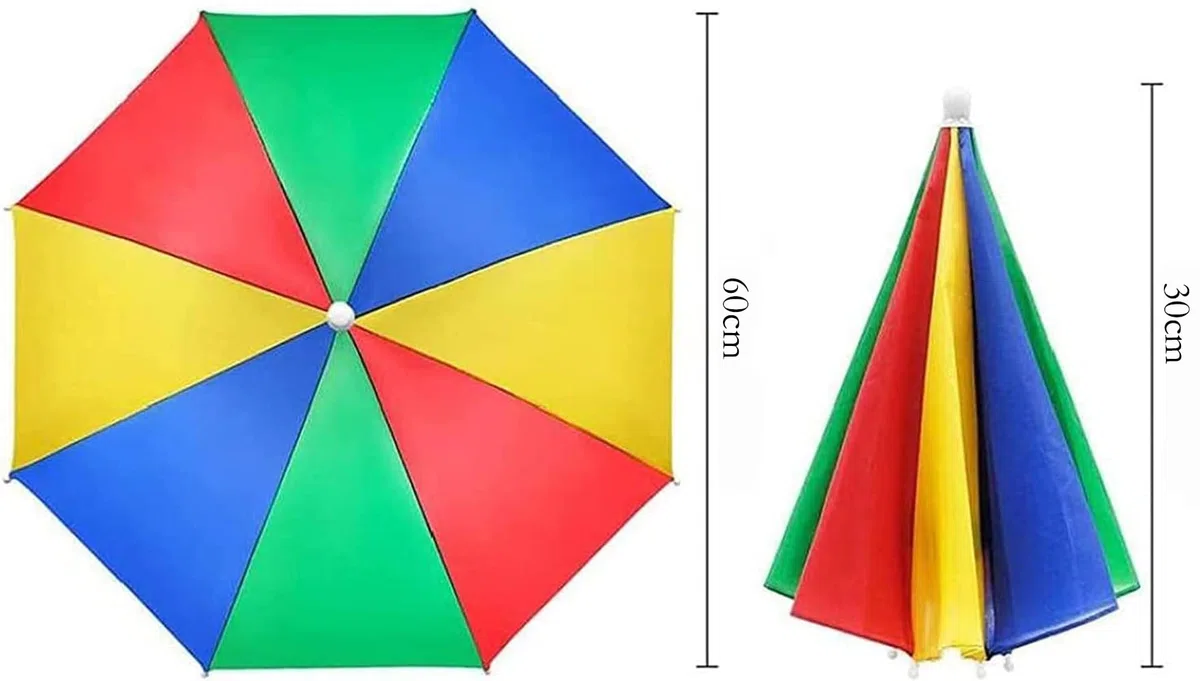 2 piezas Ajustable Sombrero de Paraguas，Arcoiris Sombreros Paraguas，para decoración, vestimenta, golf, ciclismo, pesca, jardinería.