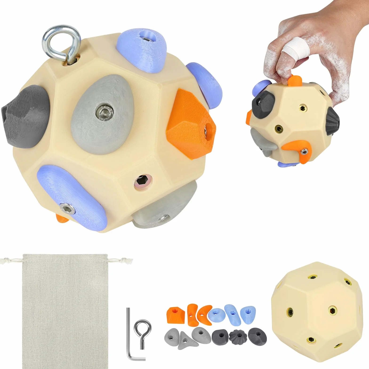 Bloque de Escalada Hecho a Mano, 11 * 11cm, Bloque de Boulder Hecho a Mano-Mejora la Fuerza y la Precisión, Bola 3D de Boulder para Escalada