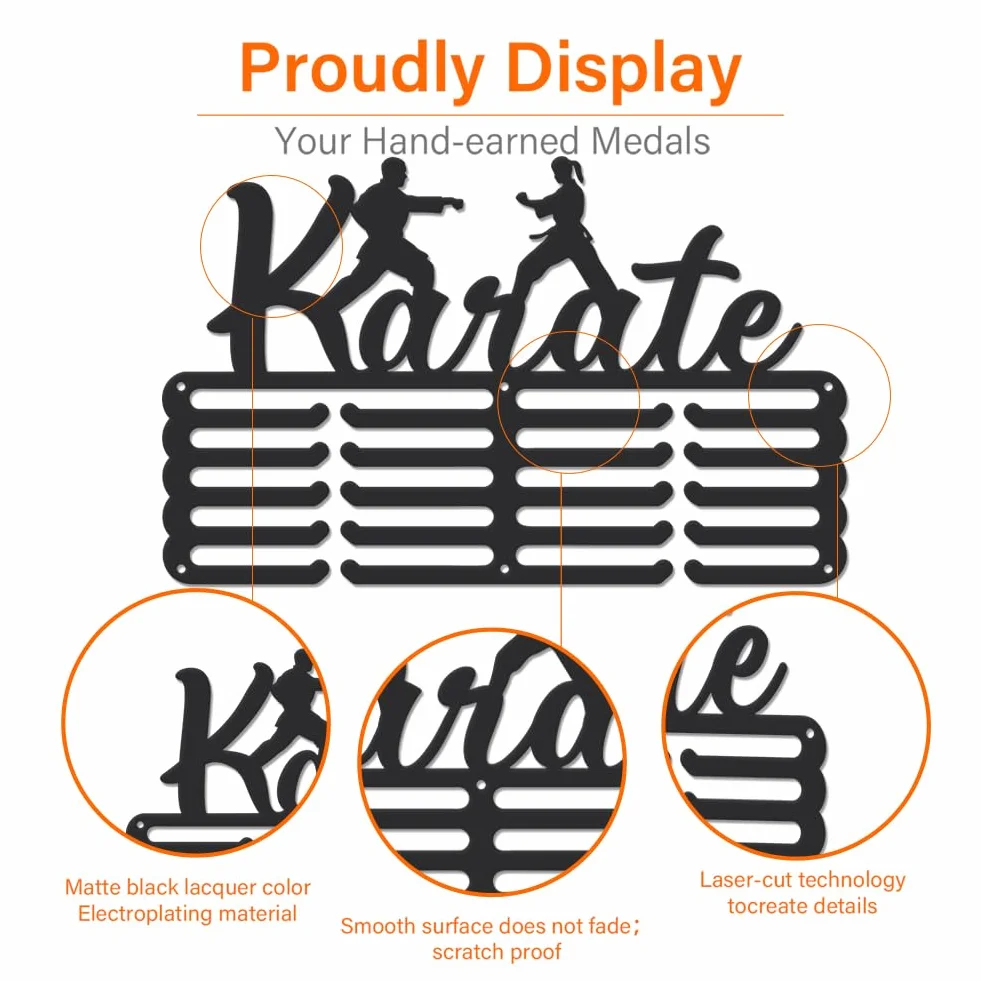 SUPERDANT Colgador de Medallas Karate Porta Medallas Karate Porta Medallas Personalizado para Karateka 5 filas de 20 ganchos Colgador Medallas de Capacidad Mejorado para Regalos para Niños e Hijos