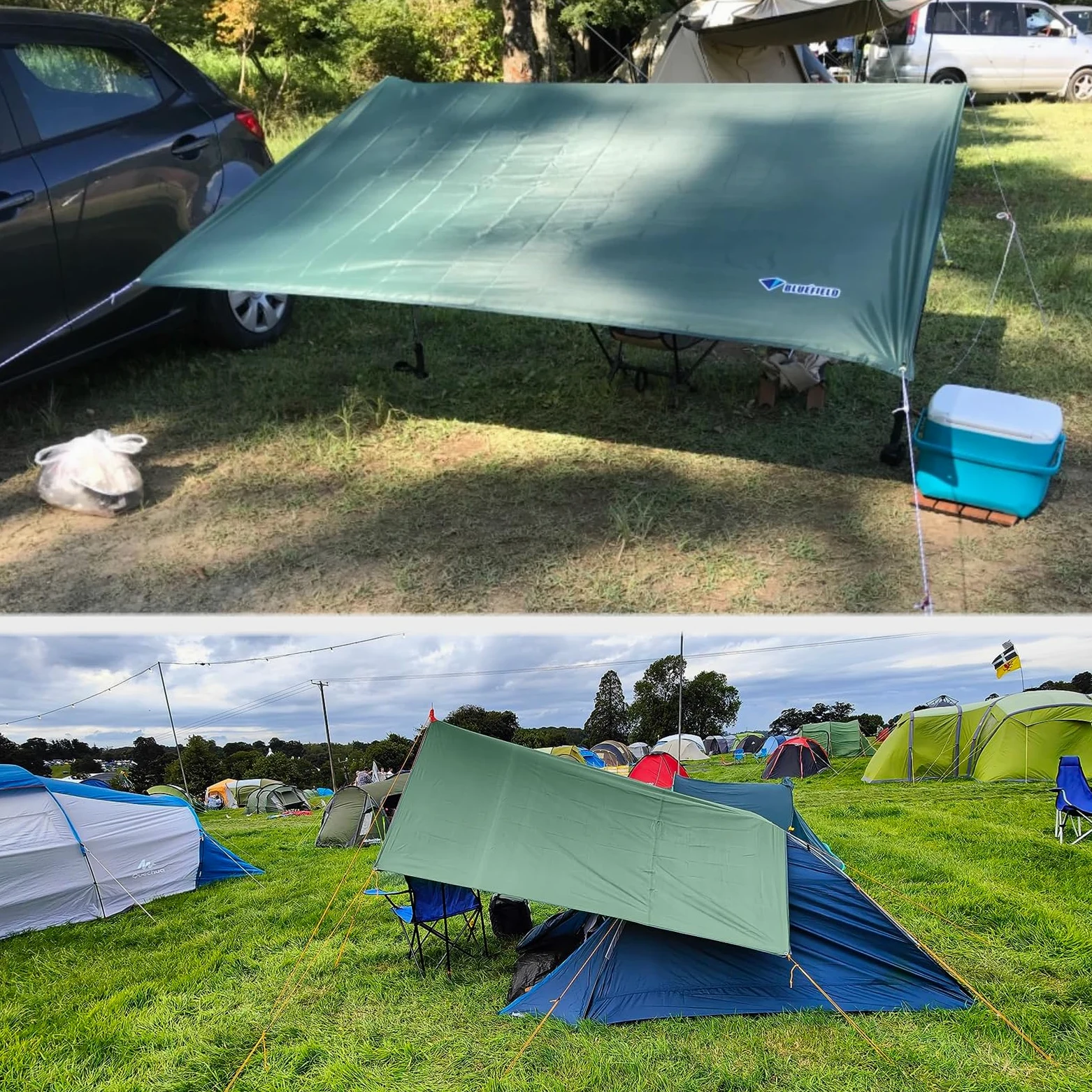 TRIWONDER Lona de Tiendas de Campaña Impermeable Oxford Portátil Toldo Camping para Playa Picnic al Aire Libre (Verde, M - 2.2 x 1.8m)
