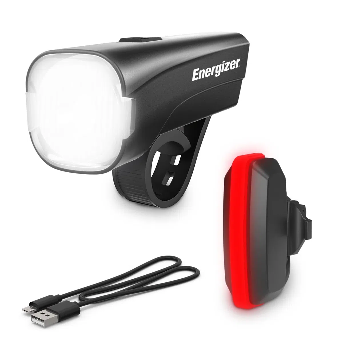 Energizer Set de Luces LED Recargables para Bicicleta, Delantera y Trasera, 250 lúmenes, Carga USB, Faro y luz Trasera para Ciclismo Nocturno