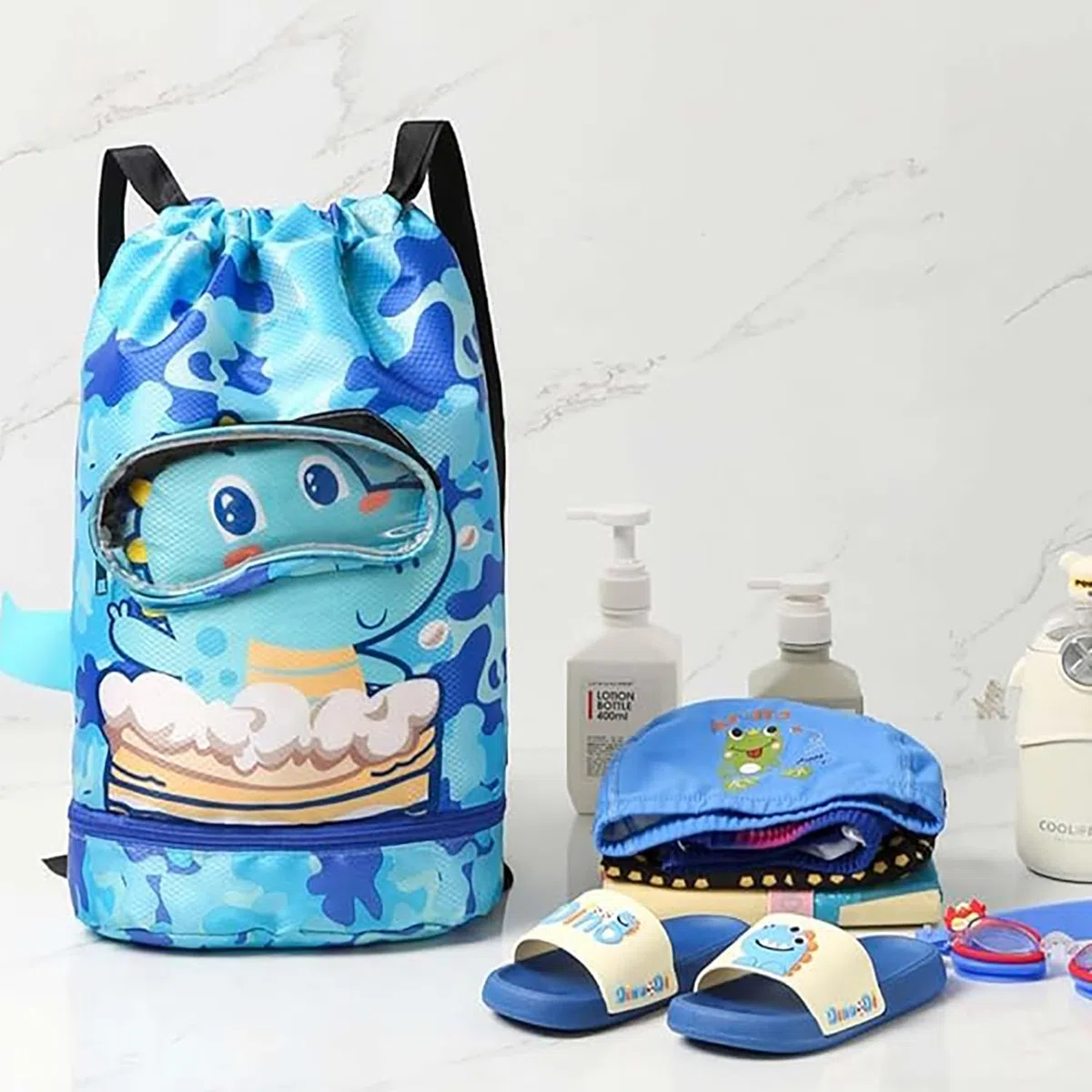 Bolsa Deporte Niño, Mochila Cuerdas Impermeable, Mochila Deporte Niño Gran Capacidad, Separación Seca y Húmeda Gimnasio para Niños en la Piscina, la Playa, Viajando
