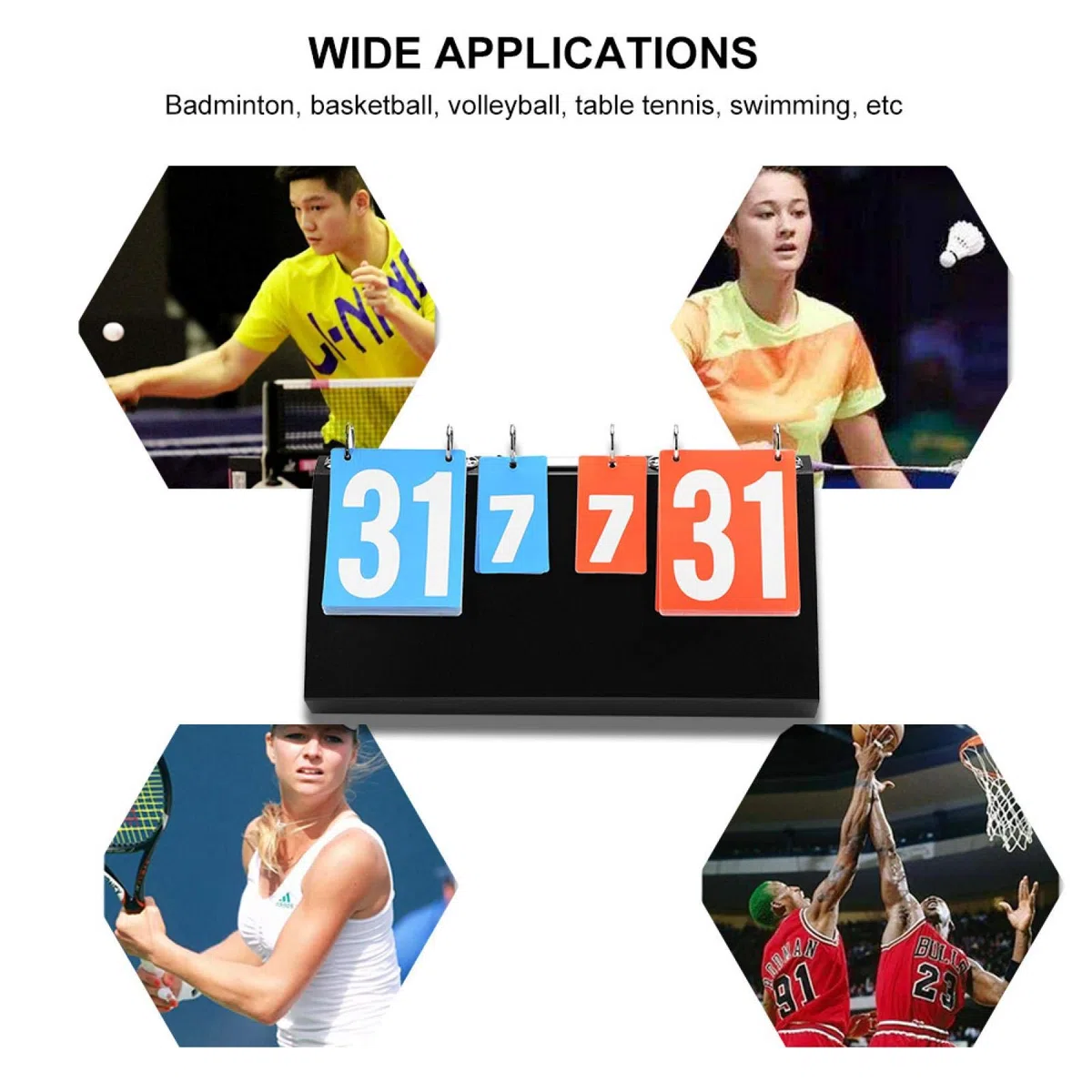 Tissting Marcador Deportivo Plegable, Portátil de 4 Dígitos con Anillo de Metal y Botones Voleibol Bádminton Tenis de Mesa y Baloncesto Tablero de Puntuación Manual 0-99 para Partidos Entrenamientos