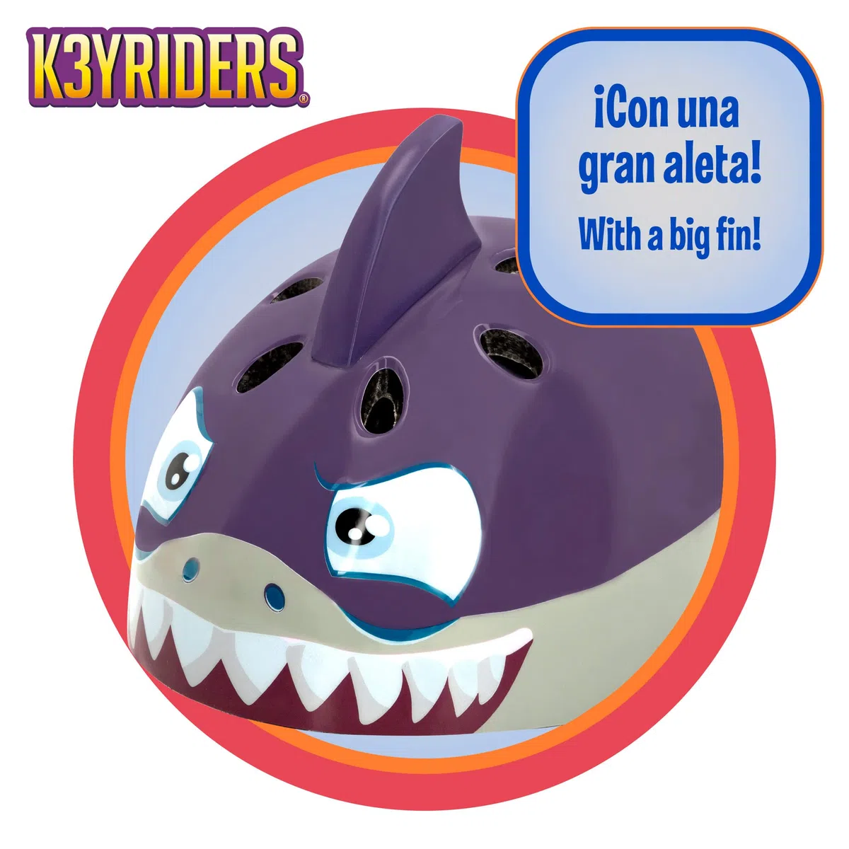 COLORBABY K3yriders Casco de seguridad 3D, casco infantil 3D, casco diseño de tirburón, casco para niños 3 años, casco , medidas 21x24,5x20 cm, para bicis y patinetes (43783)