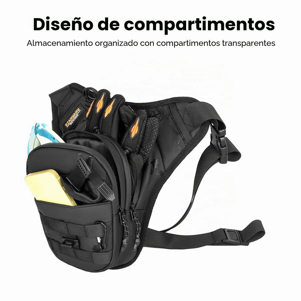 Bolsa de Pierna para Moto, riñonera, Impermeable, para Hombres y Mujeres, Capacidad Ampliable, Multifuncional, para equitación, Ciclismo, Senderismo, Escalada, Negro, 20 * 15 * 8