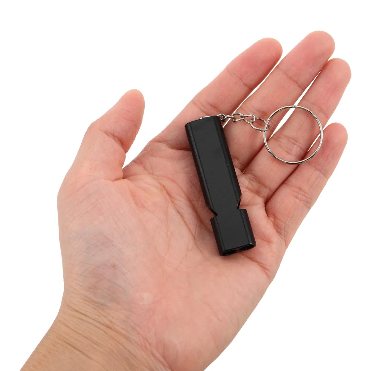 Silbatos de Emergencia de Supervivencia al Aire Libre, Pack 15 Unidades, Doble Tubo, Aleación de Aluminio Negra, Sonido Fuerte 110 Decibelios, Llavero para Camping, Senderismo