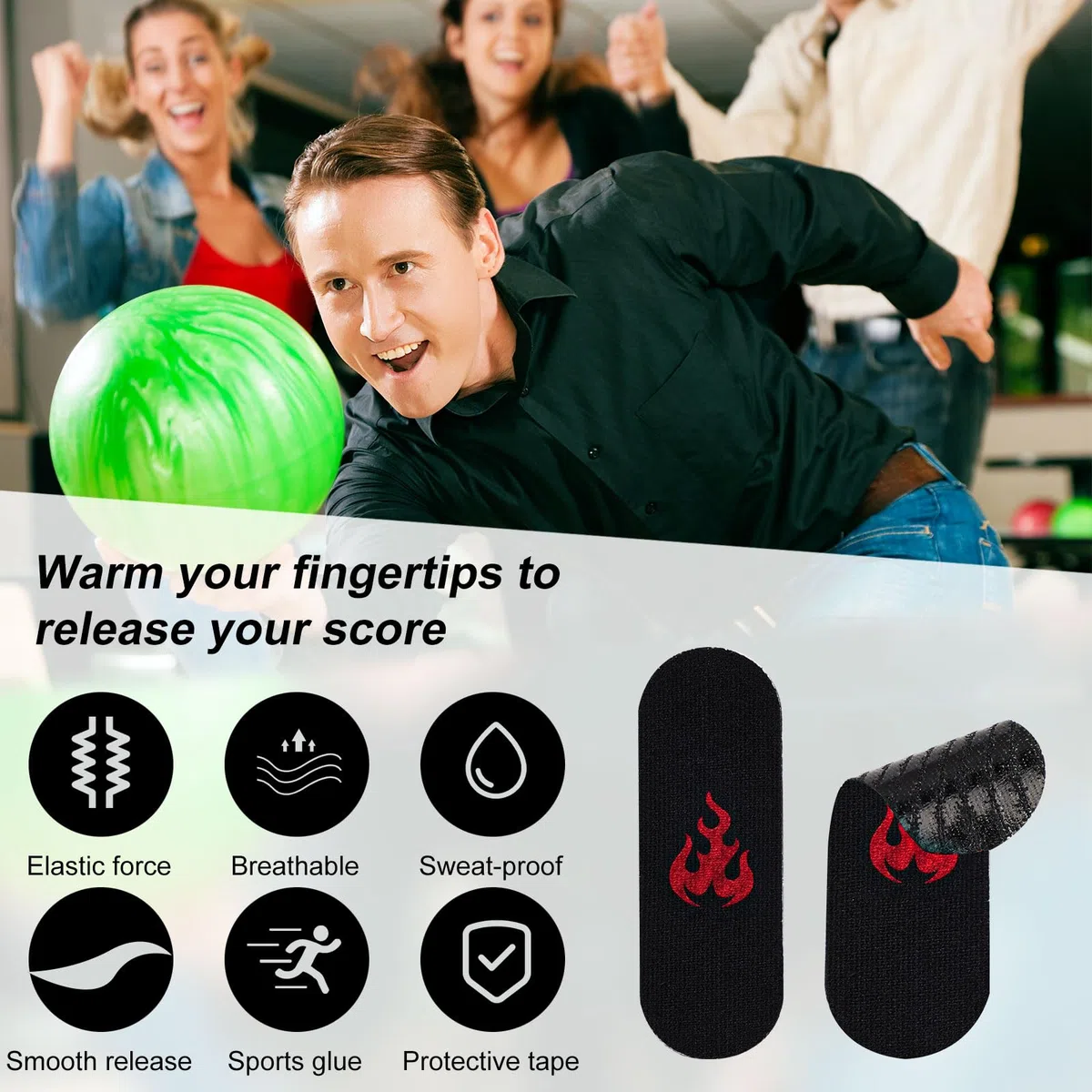 BOXOB 120uds Cinta Pulgar Bowling Llama, Antitranspirante Cinta Dedos para Jugadores de Bolos Precortada Protector Pulgar para Hombres Mujeres Accesorios de Bolos Mejor Agarre & Comodidad