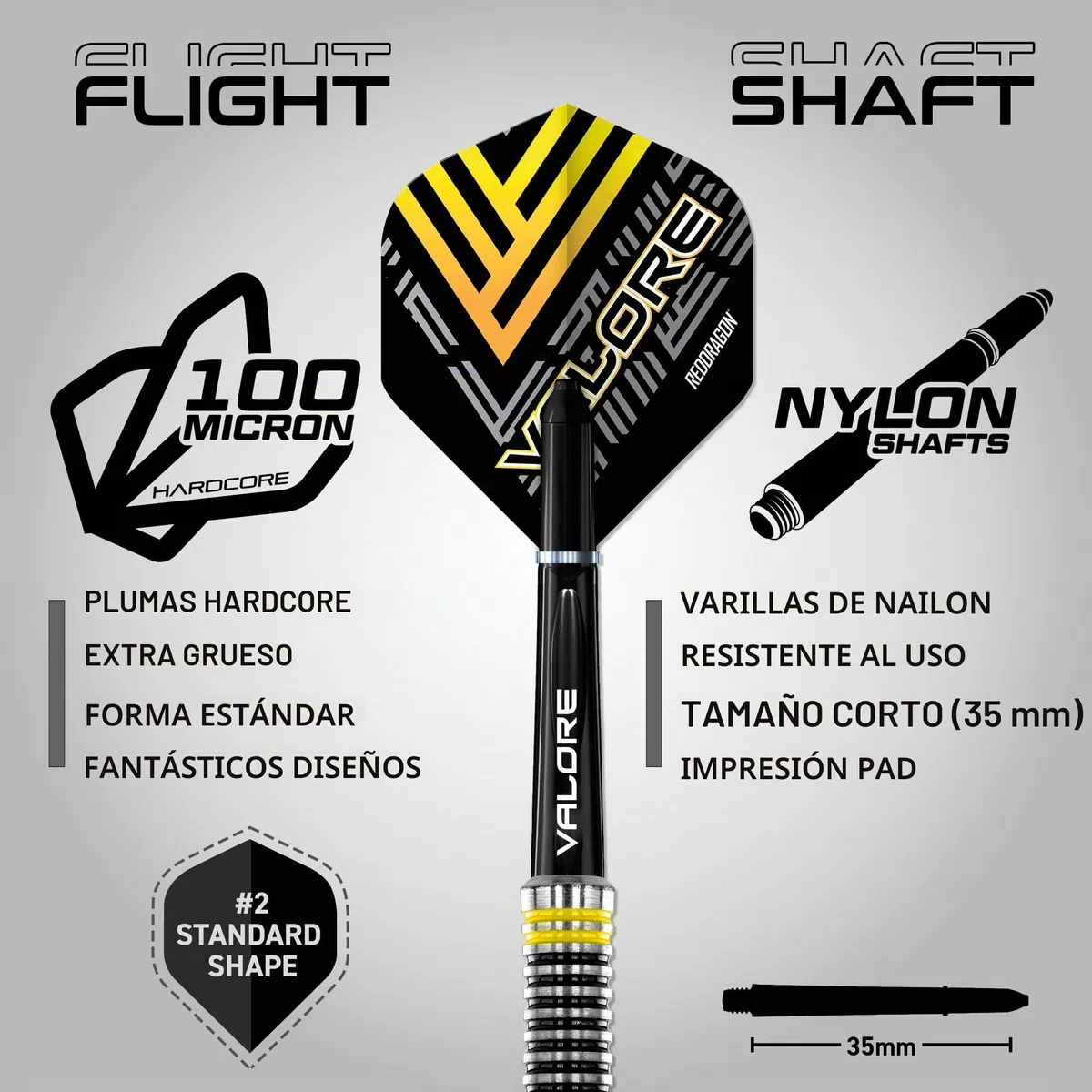 RED DRAGON Valore - Juego de dardos de punta de acero de latón de 22 g con plumas y ejes de dardos (tallos), incluye cartera para dardos