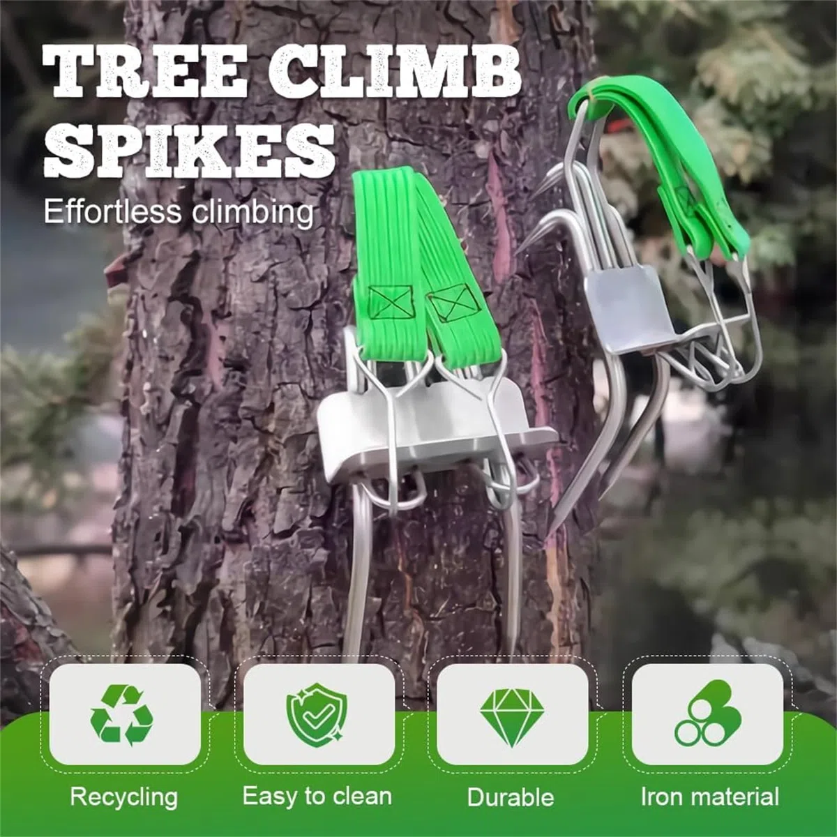 Juego de zapatos antideslizantes para trepar árboles al aire libre, pinchos para trepar árboles, equipo portátil para trepar árboles para trabajar en árboles, ideal para caza, recolección, tala