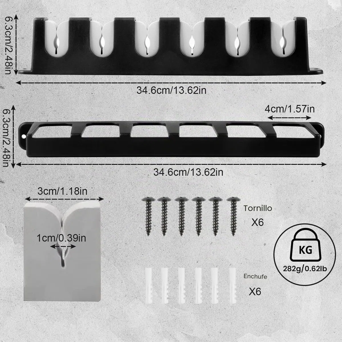 Soporte de Caña de Pescar Verticales para 6 cañas, Taco de Billar Soporte de Pared , ideal para cañas de pescar y otras barras diferentes para guardar para Sala de Garaje, Tienda de Barcos (A)