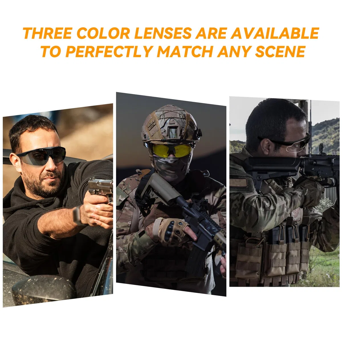 Gafas protectoras de tiro con 3 lentes antivaho intercambiables para hombres y mujeres, protección ocular para campo de tiro, caza, seguridad, unisex, con soporte para gafas miope
