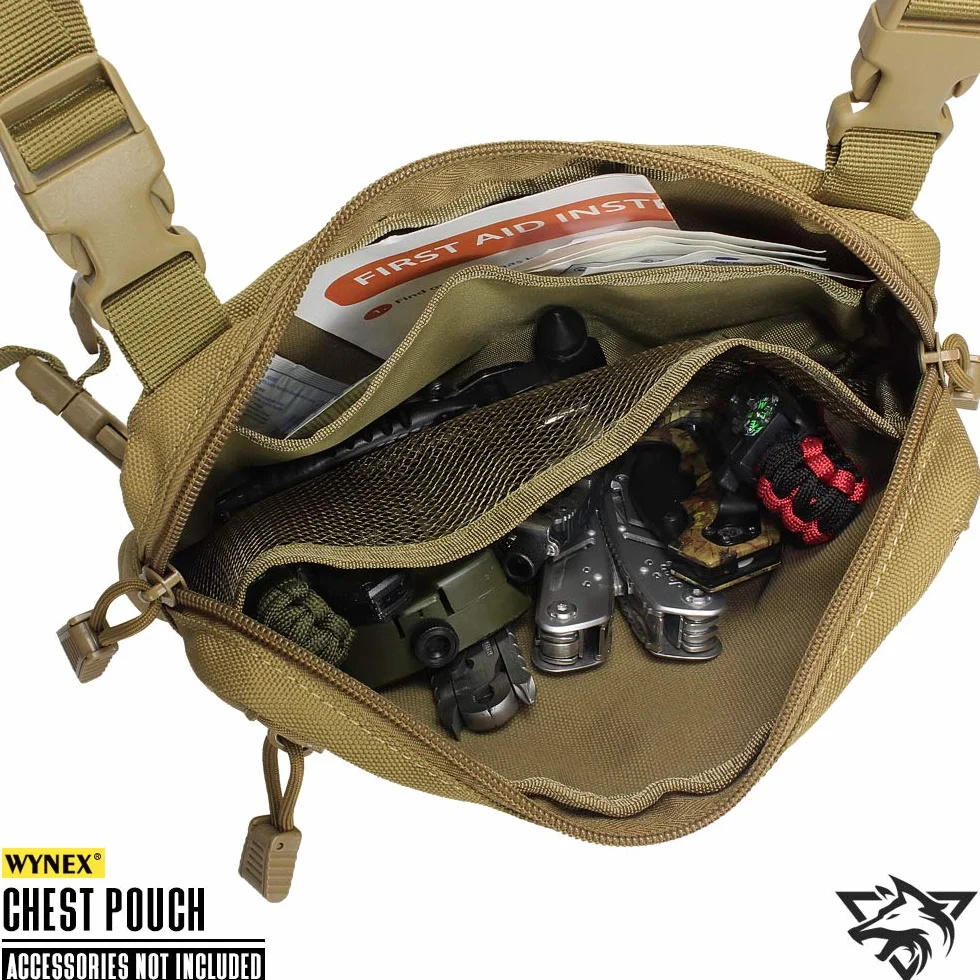 WYNEX Recon Kit Bag, Tactical Combat Chest Pack Molle Vest Bags Mochila Delantera Mochila Daypack Gancho Frontal y Panel de Bucle