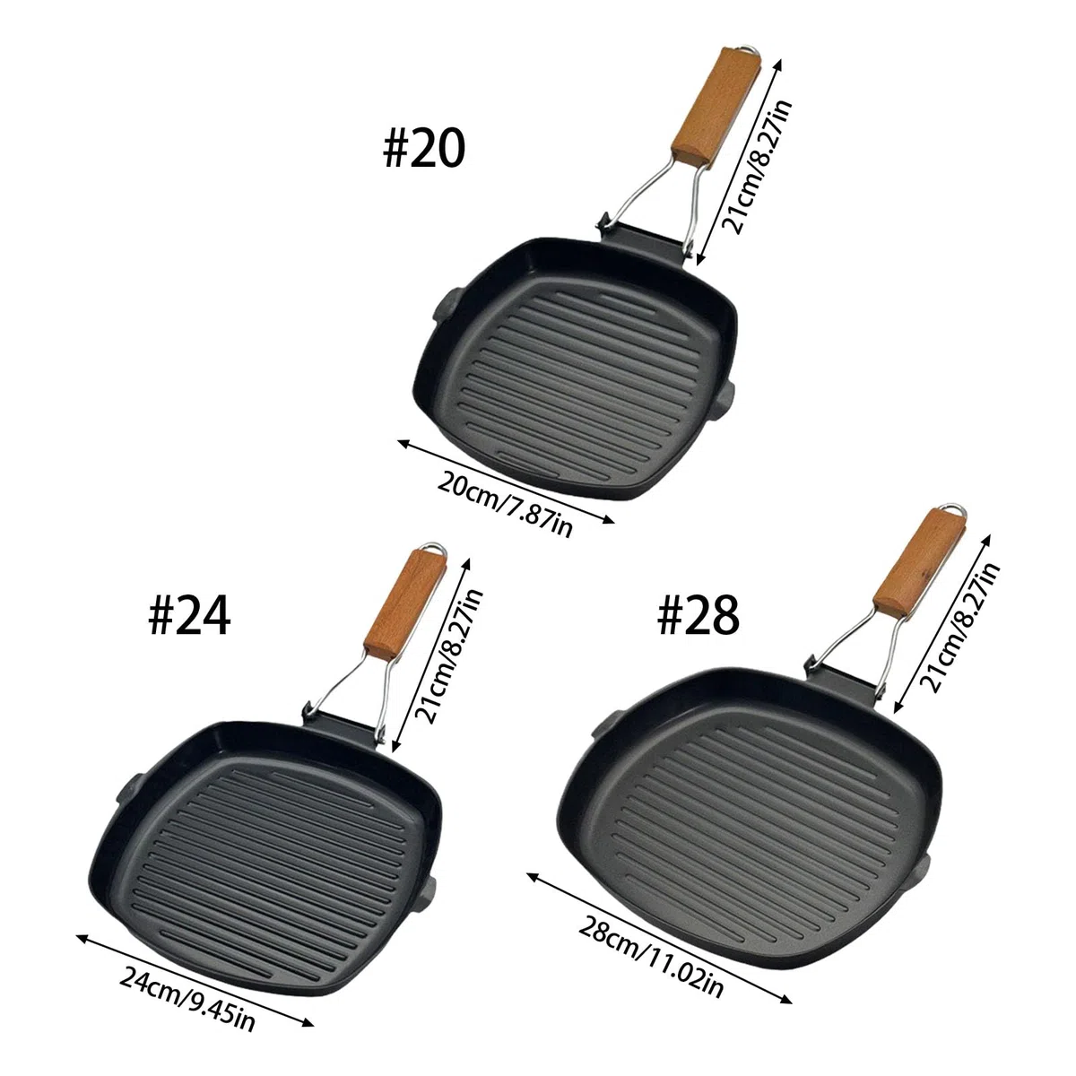 Sartén plegable con revestimiento antiadherente para picnic con asa para almacenamiento y cocina en interiores