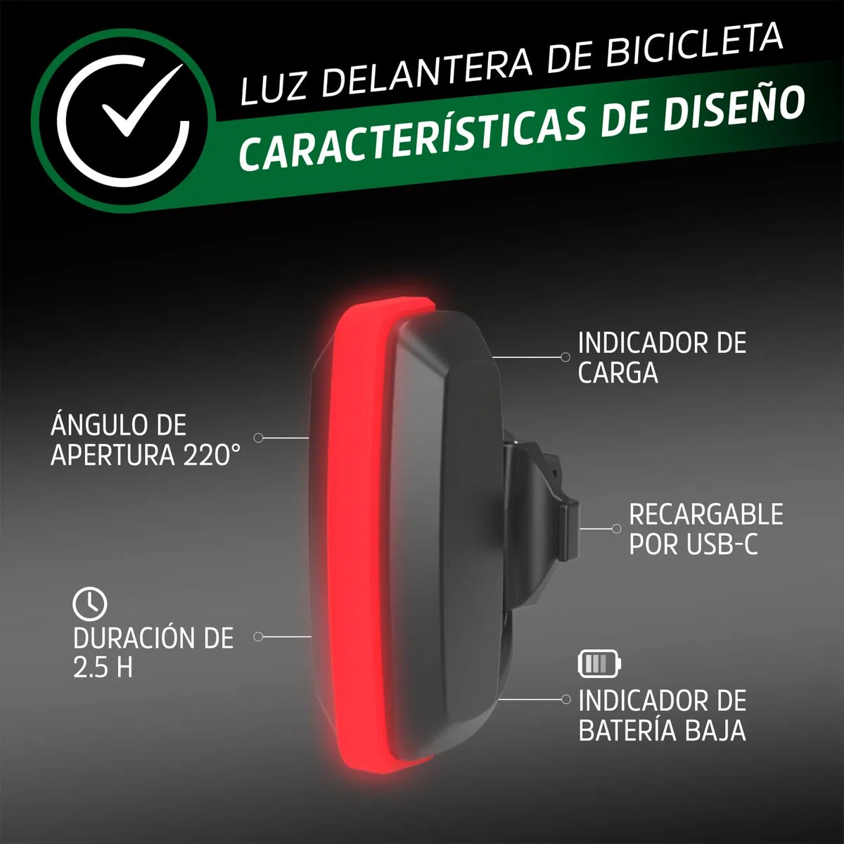 Energizer Set de Luces LED Recargables para Bicicleta, Delantera y Trasera, 250 lúmenes, Carga USB, Faro y luz Trasera para Ciclismo Nocturno